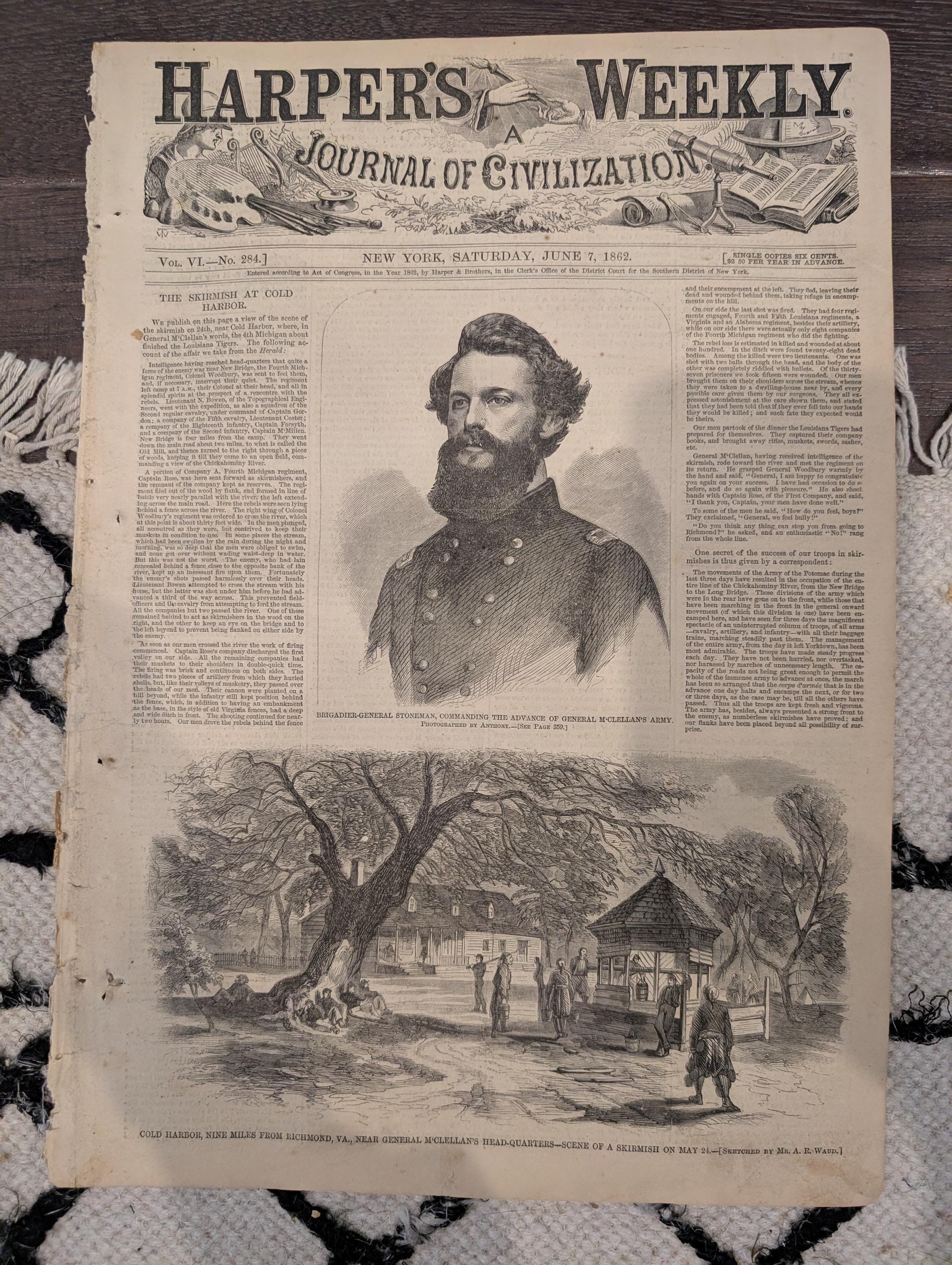 Harper’s Weekly – June 7, 1862 – Winslow Homer Civil War Print • Cold Harbor • Parrott Guns • McClellan’s March