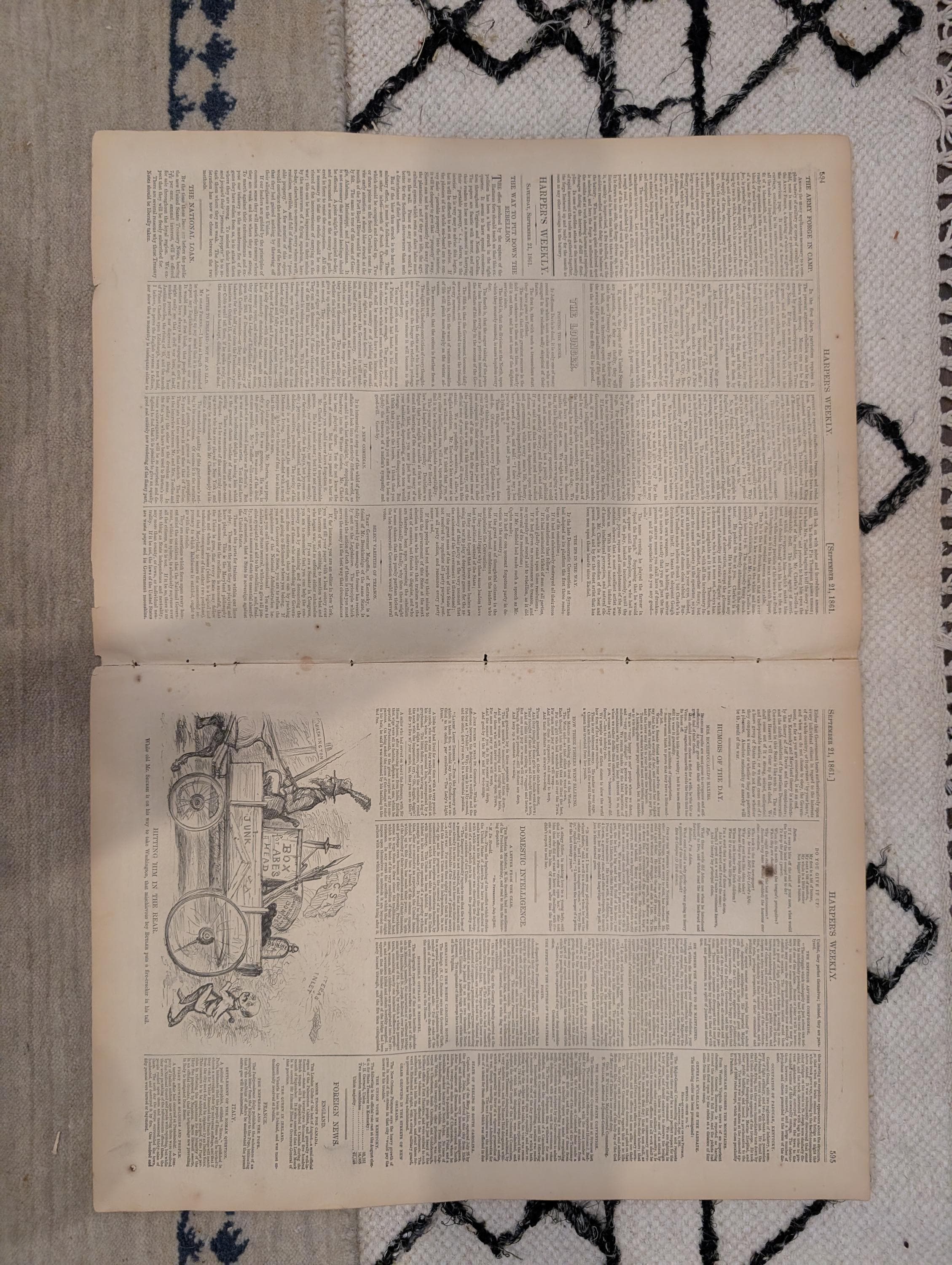 1861 George McClellan Centerfold Harper's Weekly Sept 21 Springfield Armory