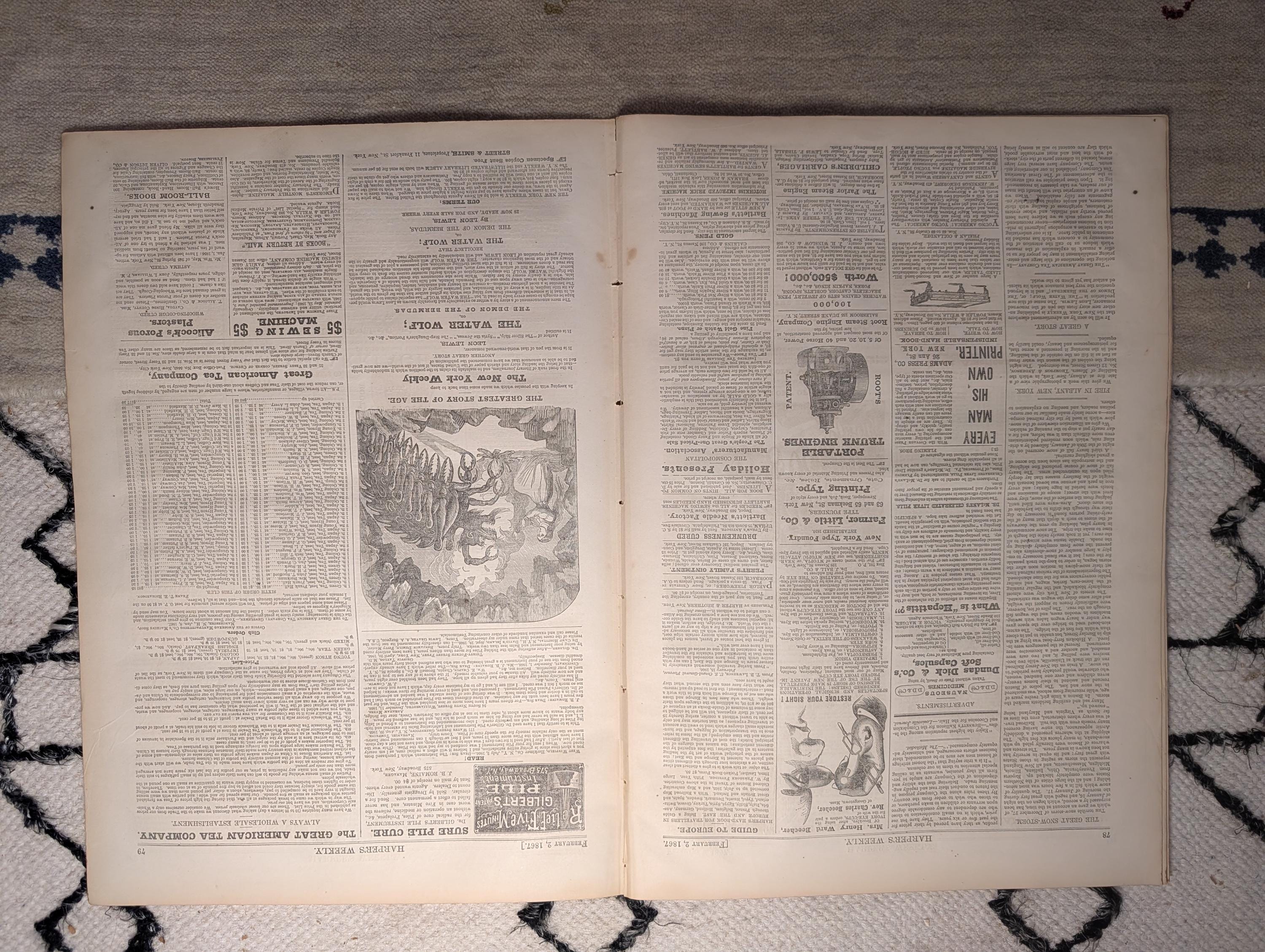 1867 Cotton Plantation Black Workers Centerfold, Crete War — Feb 2