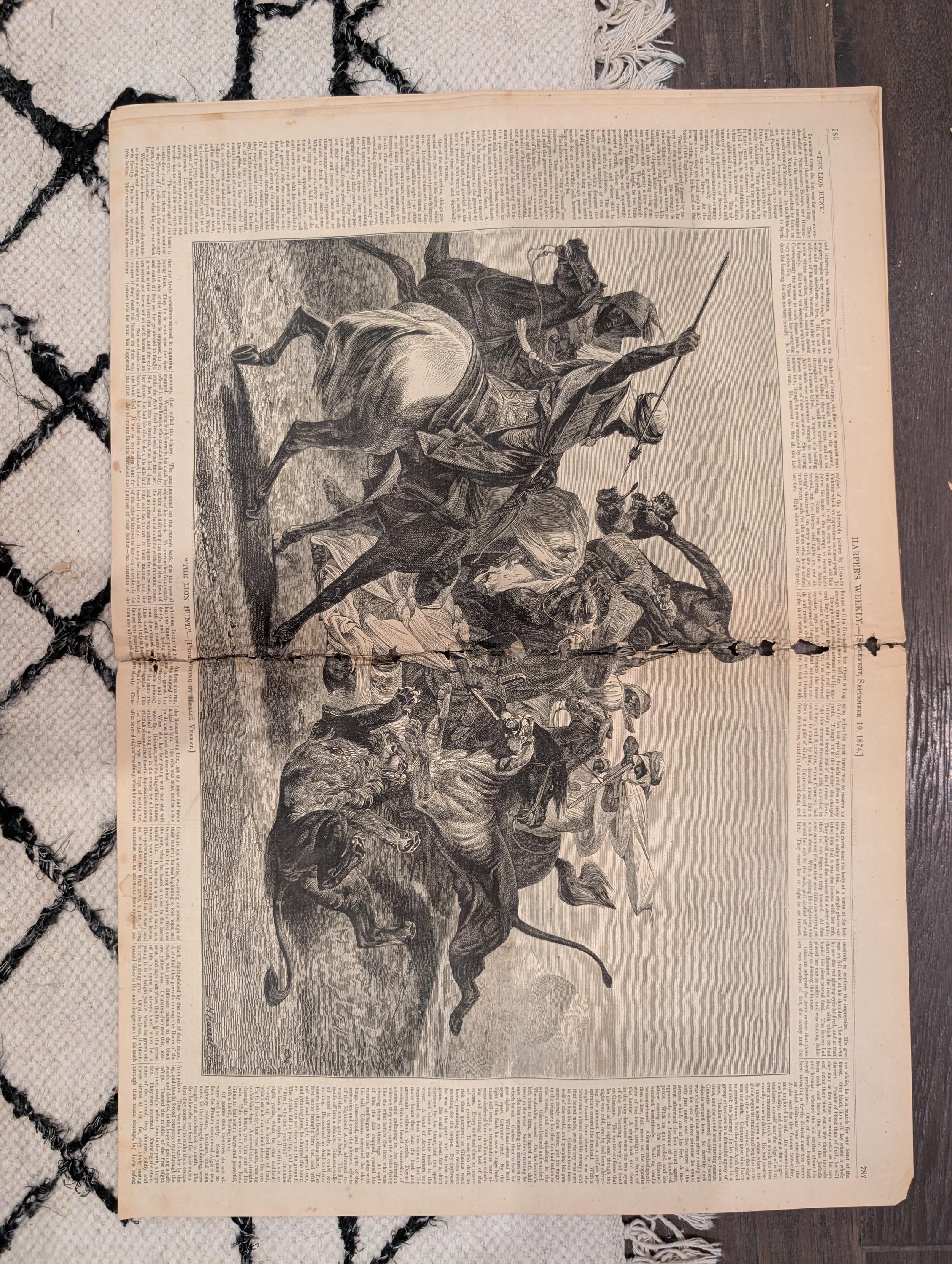 1874 Winslow Homer Flirting Sea-Shore, Nast Centerfold, Indians — Sep 19