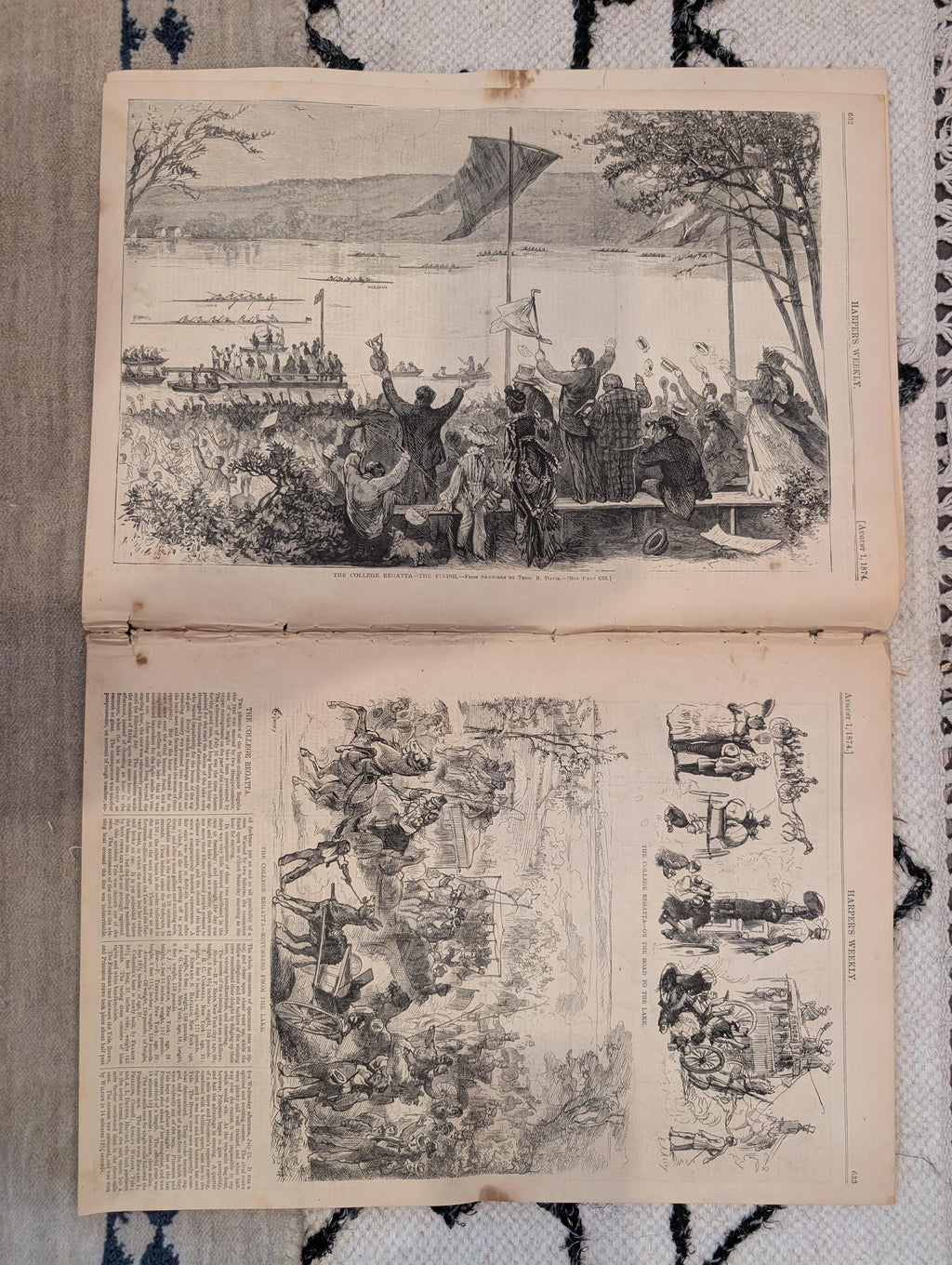 1874 Chicago Burnt District Panorama, College Regatta, Nast — Aug 1