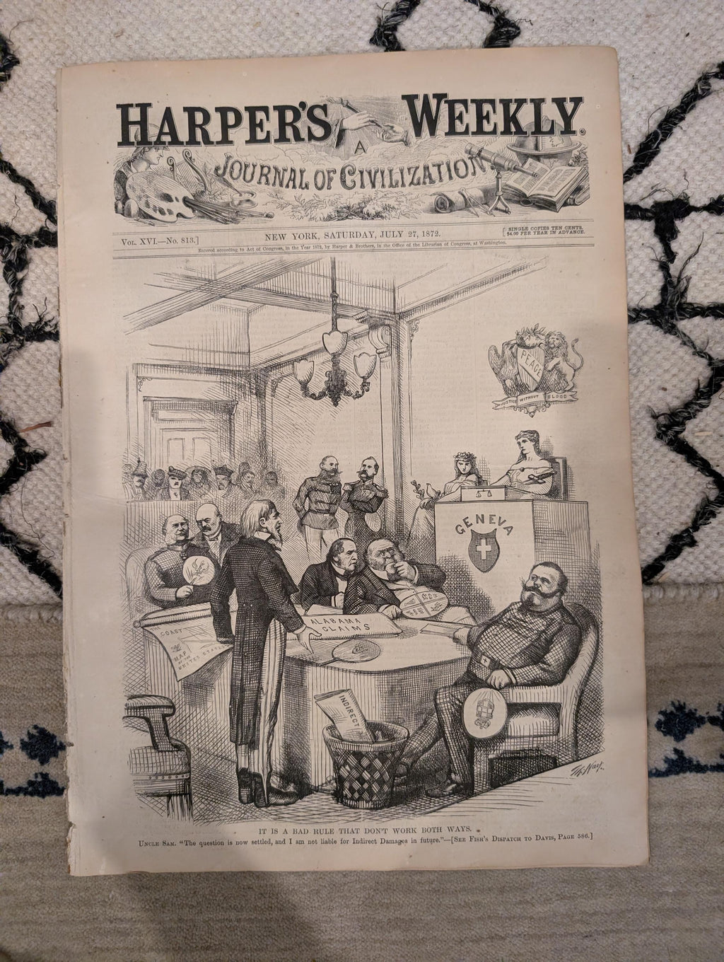 1872 Livingstone Stanley Expedition Harper's Weekly July 27 Thomas Nast