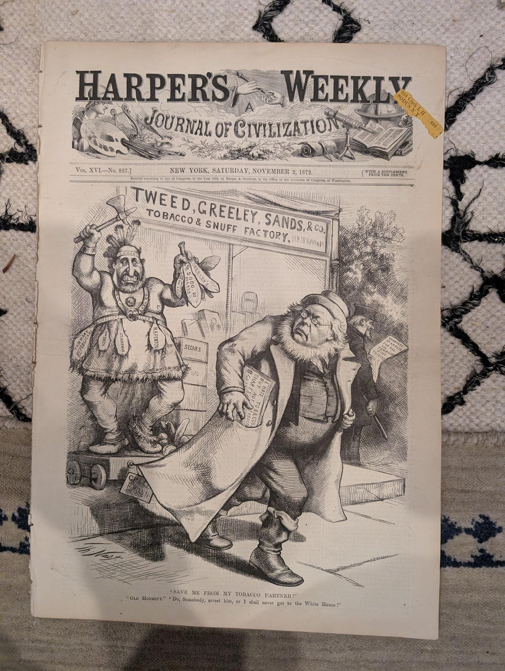 1872 Boss Tweed Horace Greeley Harper's Weekly Nov 02 Nast Election
