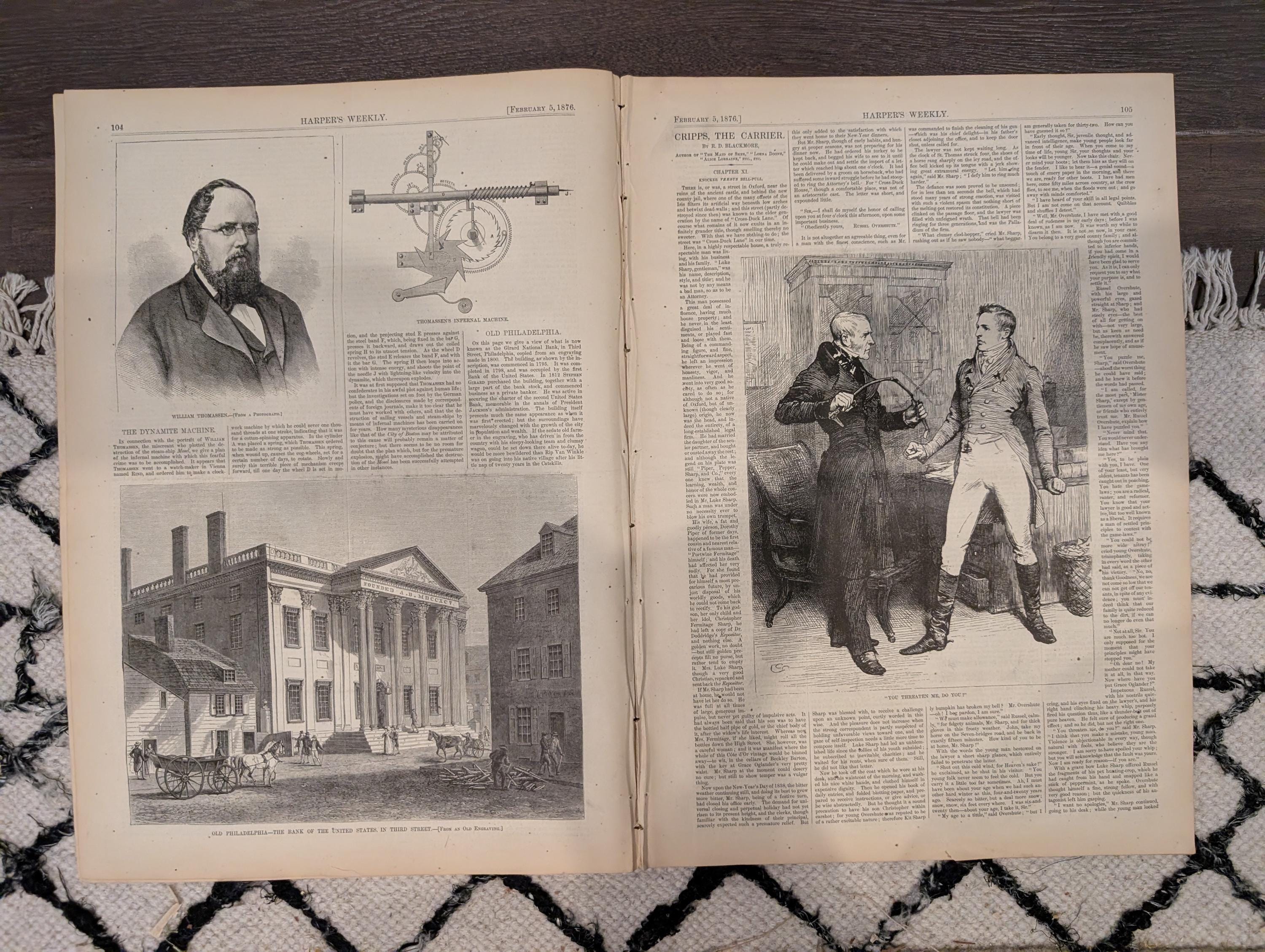 Harper’s Weekly February 5, 1876, Port Royal Naval Station, Torpedo Service, Old Philadelphia, Prince of Wales