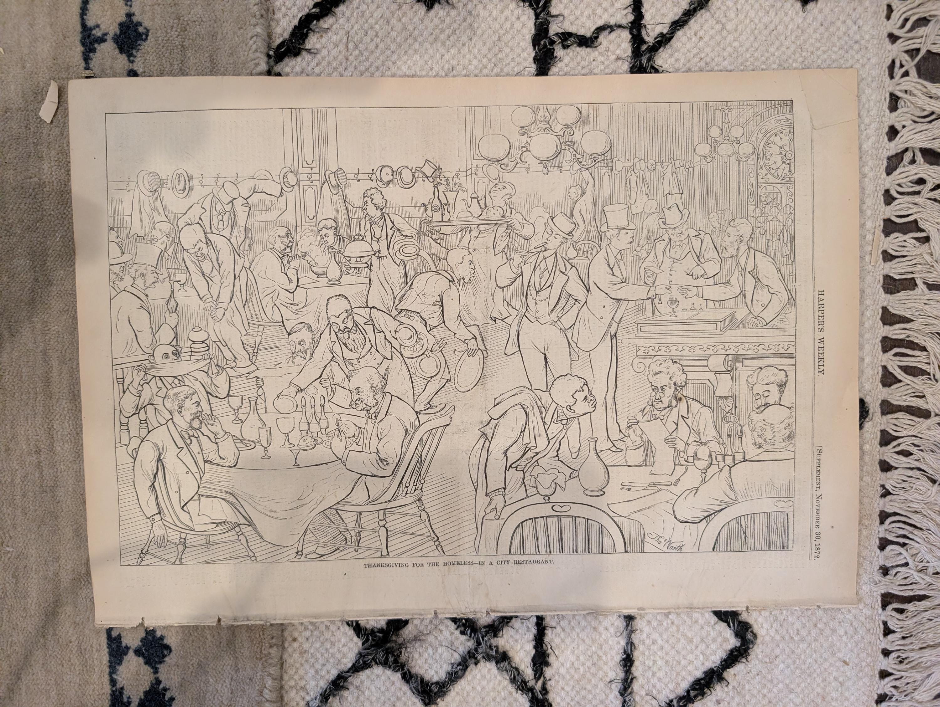 1872 Boston Fire Department Bird's Eye Harper's Weekly Nov 30 Church