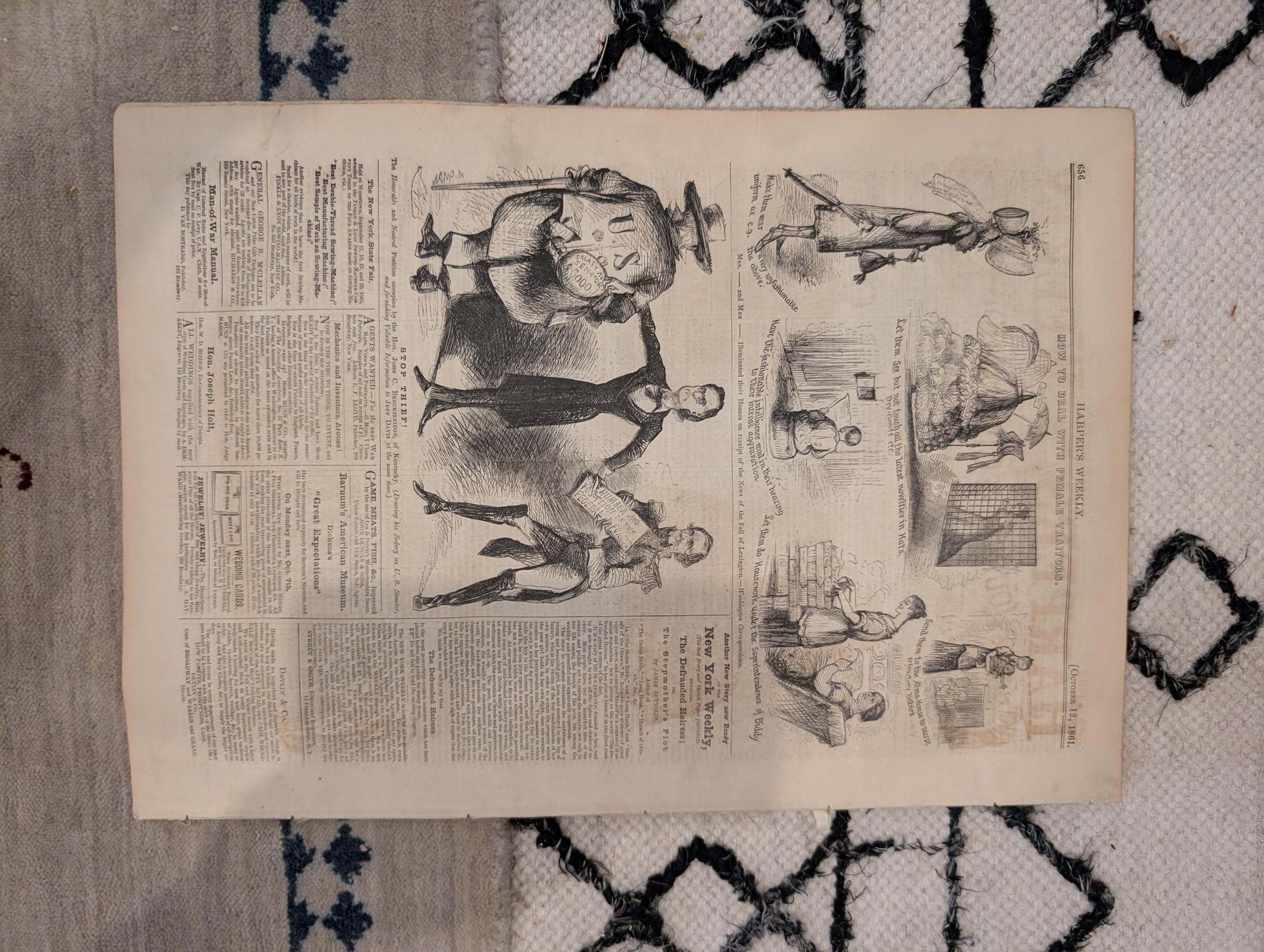 1861 Battle of Lexington Missouri Harper's Weekly Oct 12 Our Generals Centerfold