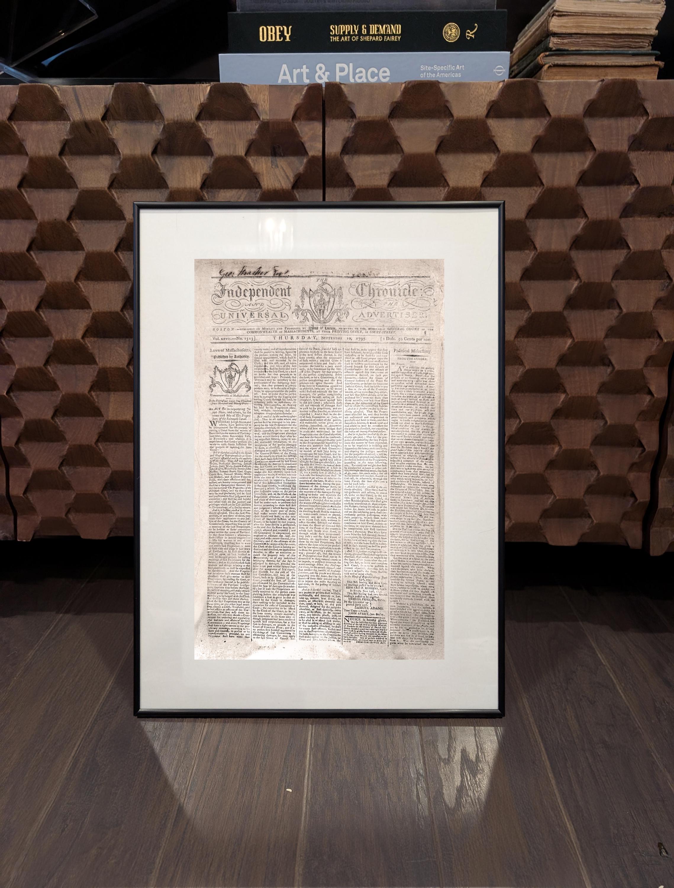 Archival Display Frame for Independent Chronicle (or Similar Prints) — 22x15 Matte Black Metal Frame w/ Acid-Free Mat & UV-Protected Acrylic