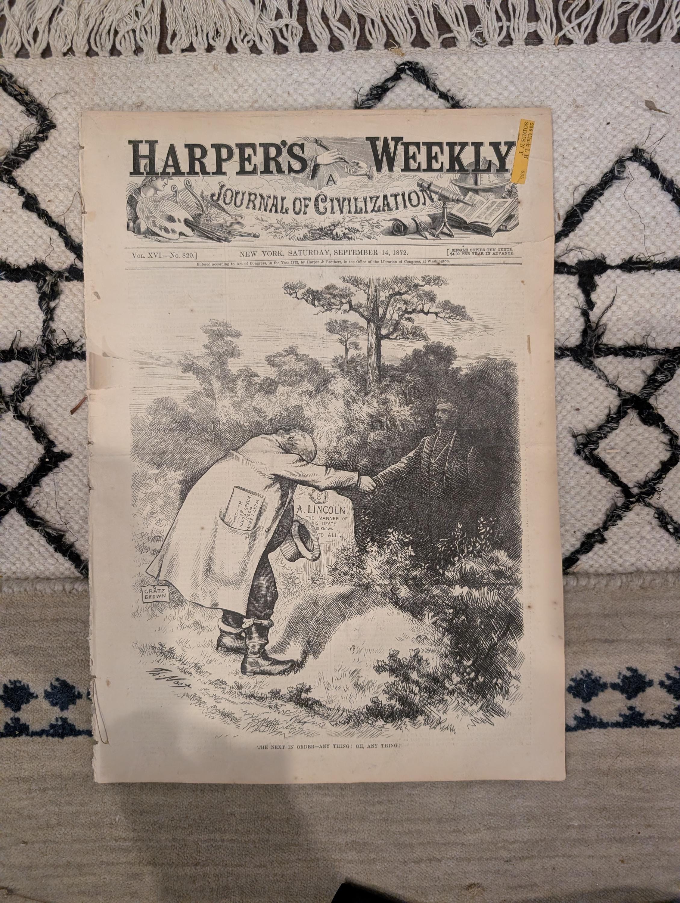 1872 Winslow Homer Catskill Falls Harper's Weekly Sept 14 Thomas Nast