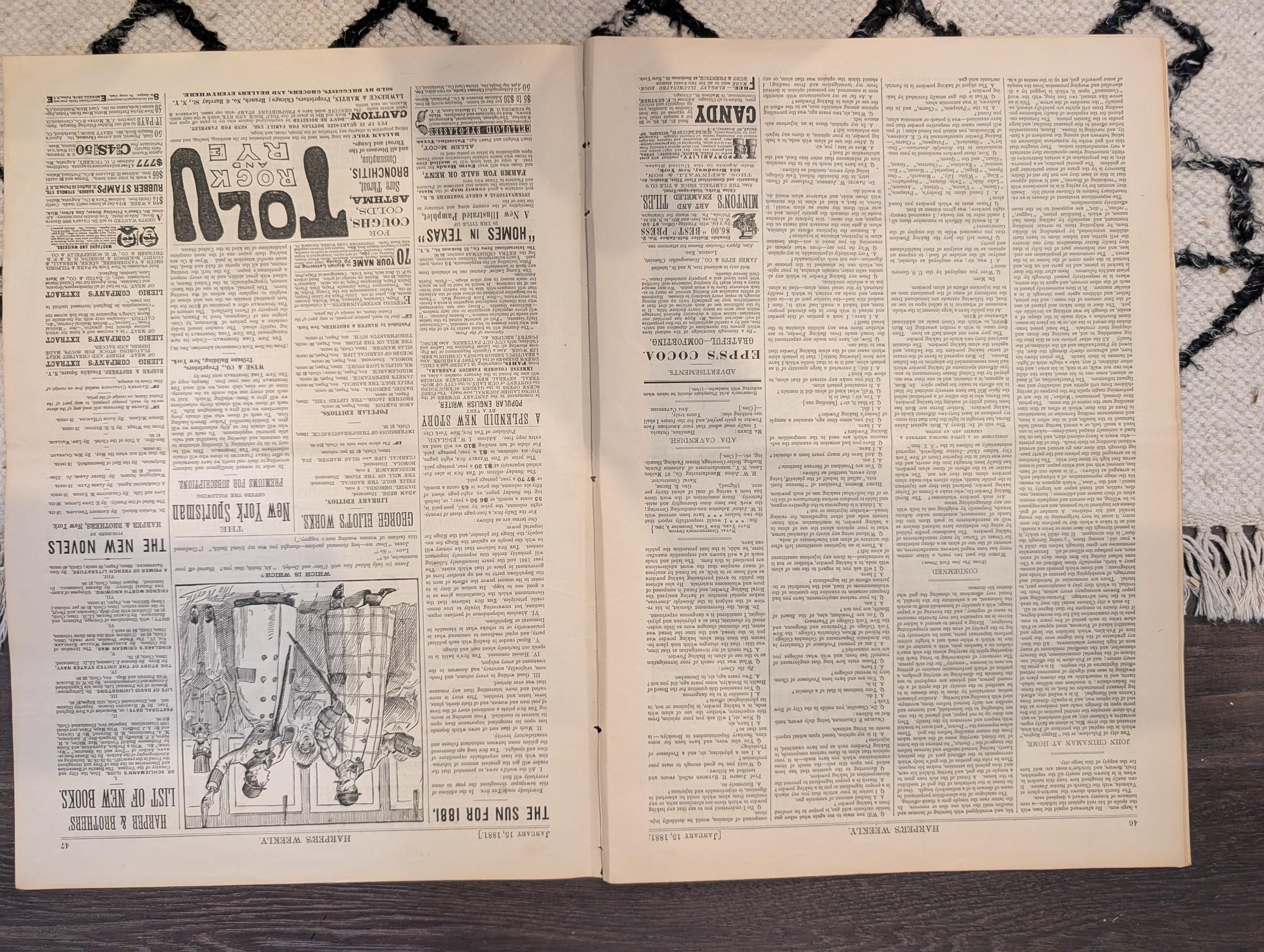1881 Life Boat Drill at Sea, Pilots Torching Night, Sketches Spain, Aunt Chloe — Jan 15
