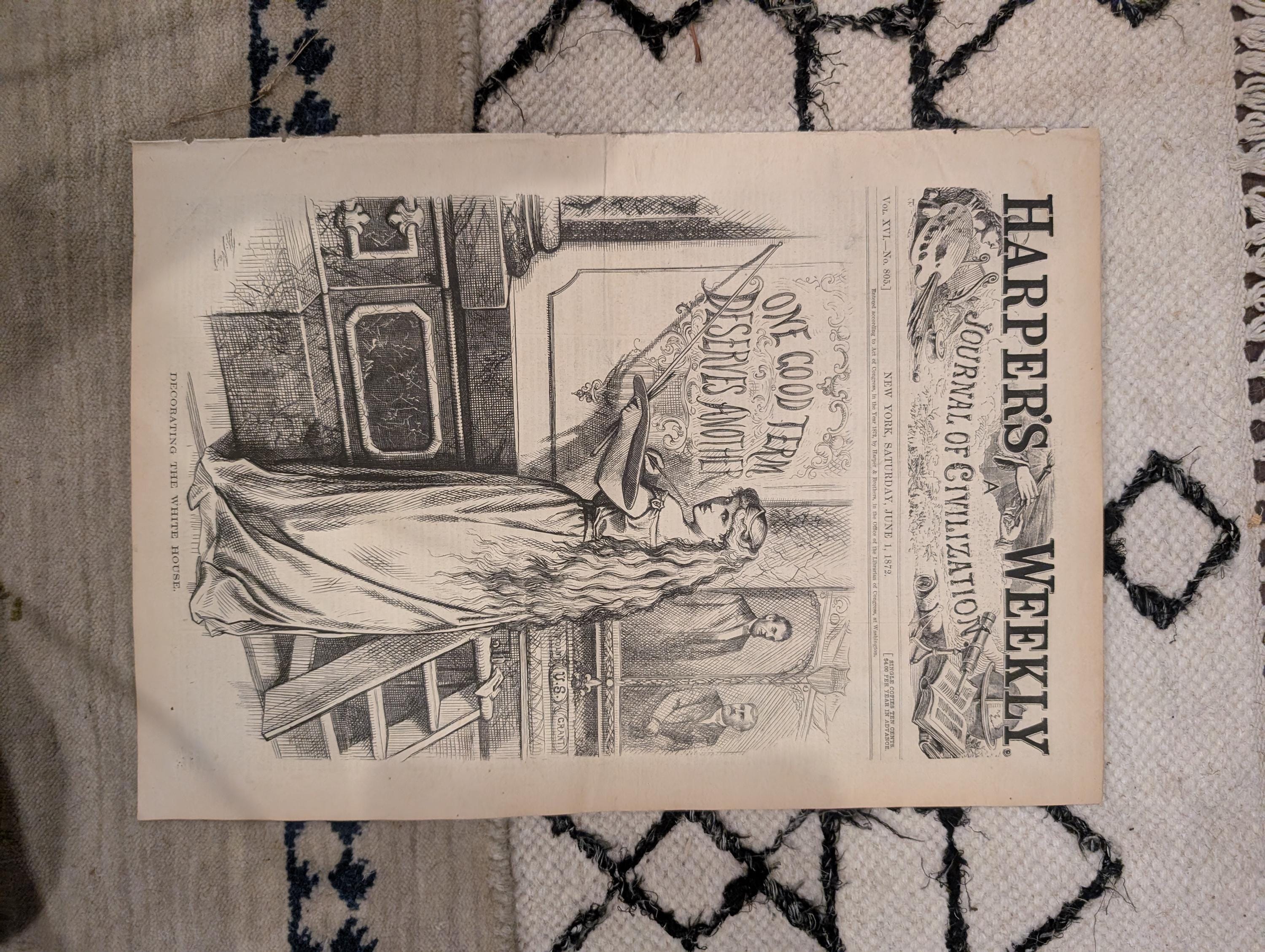 1872 Playing Bocci Rome Harper's Weekly June 01 Thomas Nast Horace Greeley