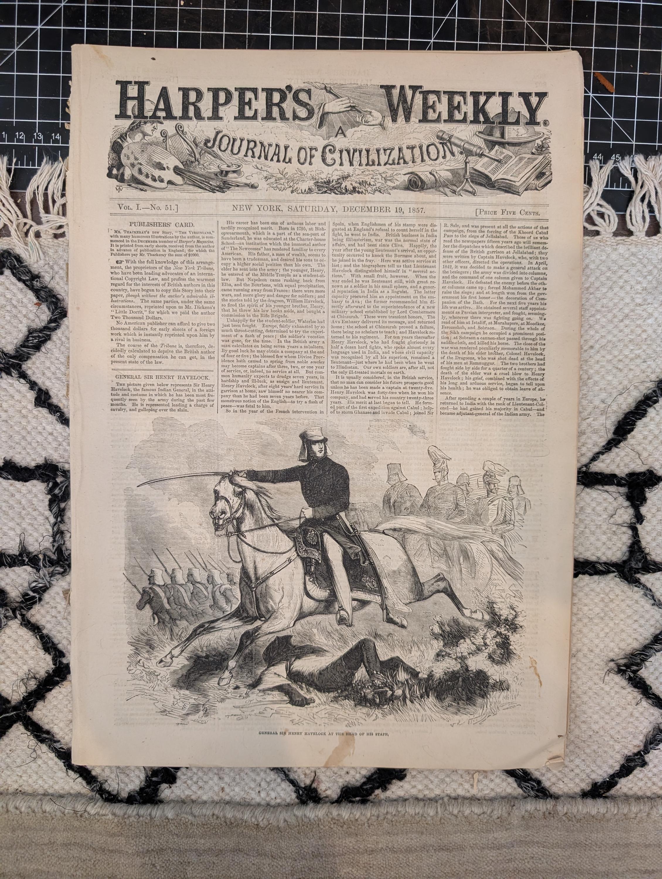 1857 Sir Henry Havelock Harper's Weekly December 19 Broadway Delhi Dogs