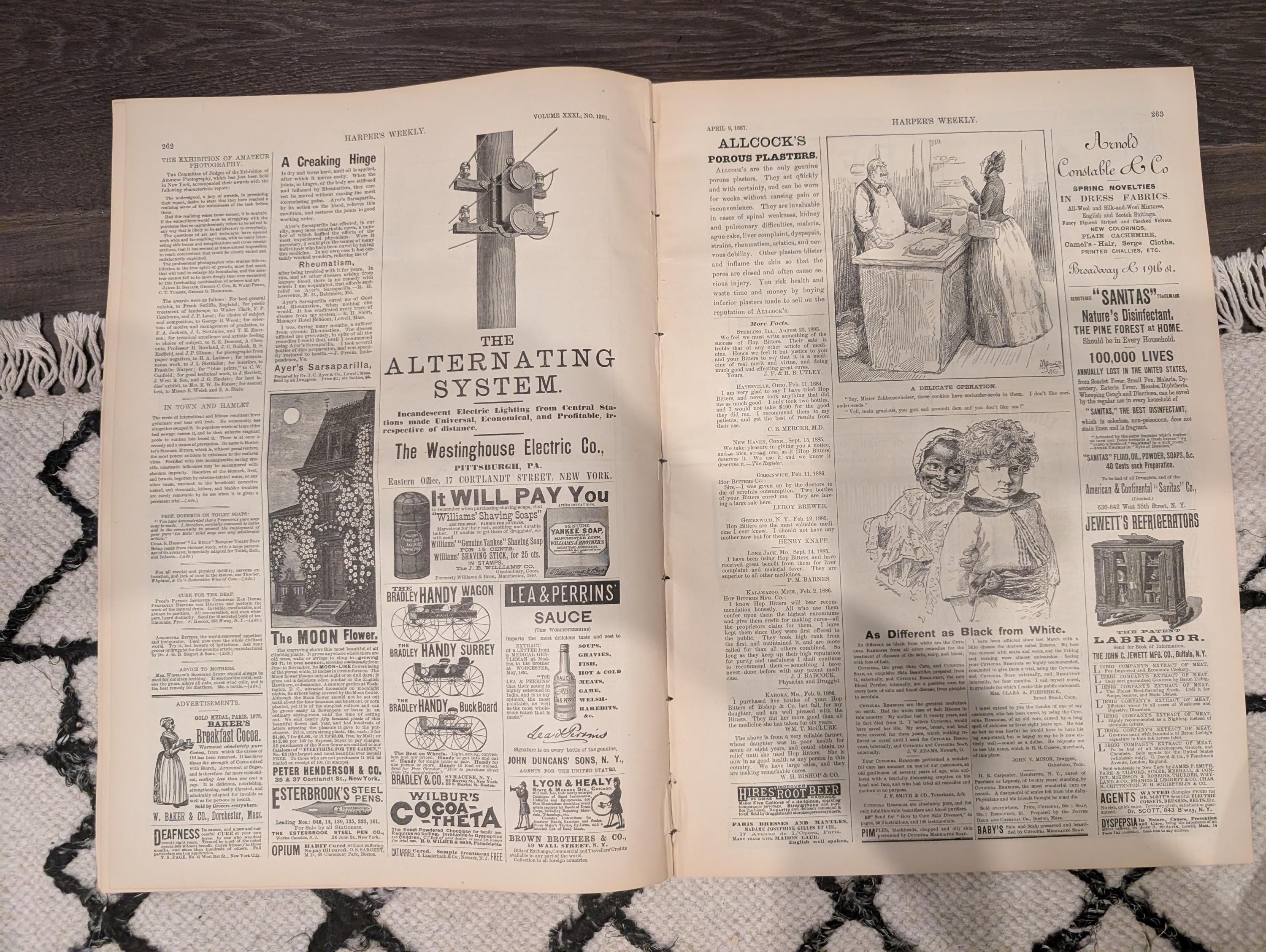 Harper’s Weekly – April 9, 1887 – Yellowstone in Winter, Elk Encounter, Old Faithful, Wild West Satire + NC “New South” Supplement