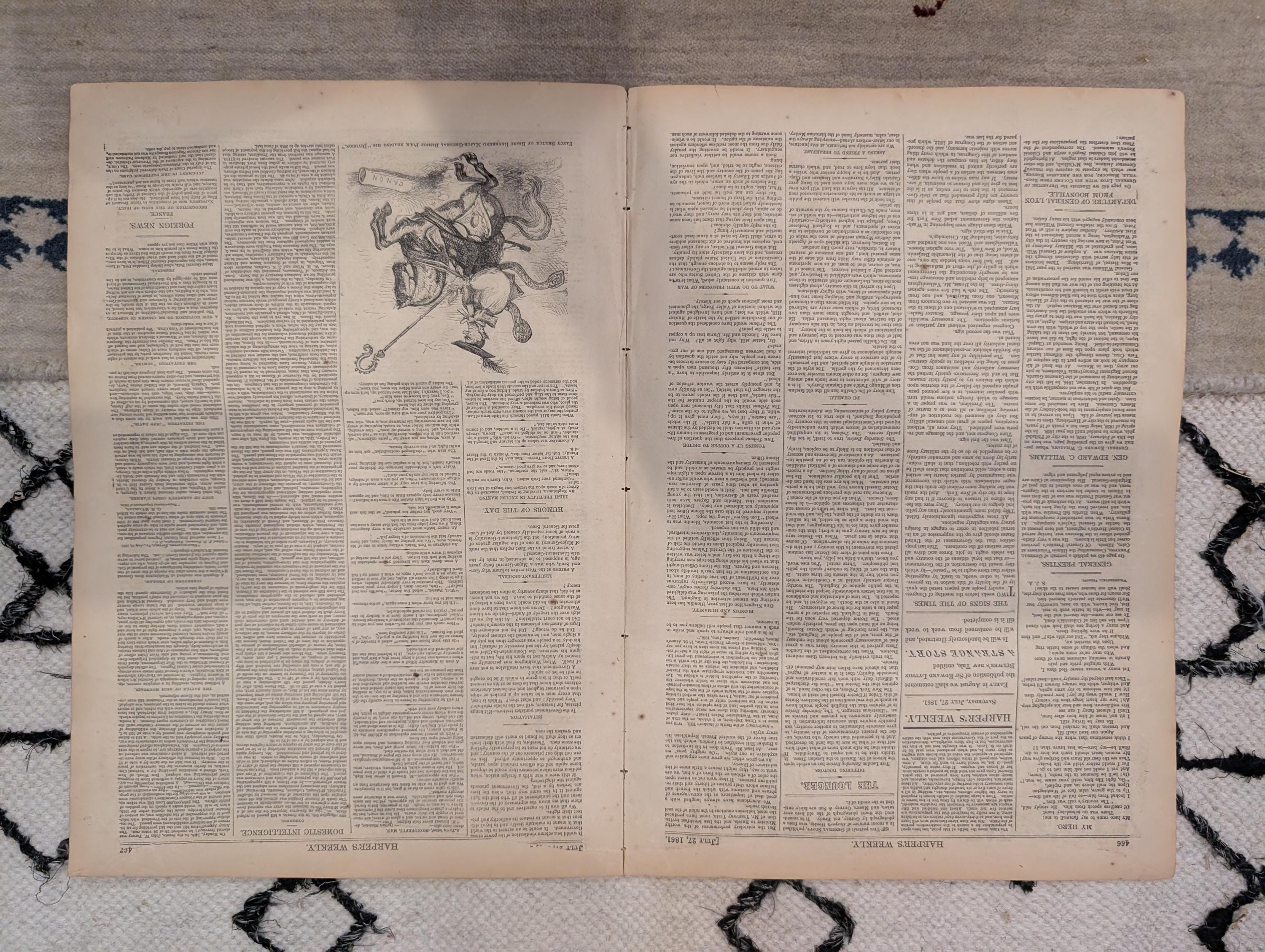 1861 Balloon View of Washington Harper's Weekly July 27 Louisiana Zouaves Lincoln