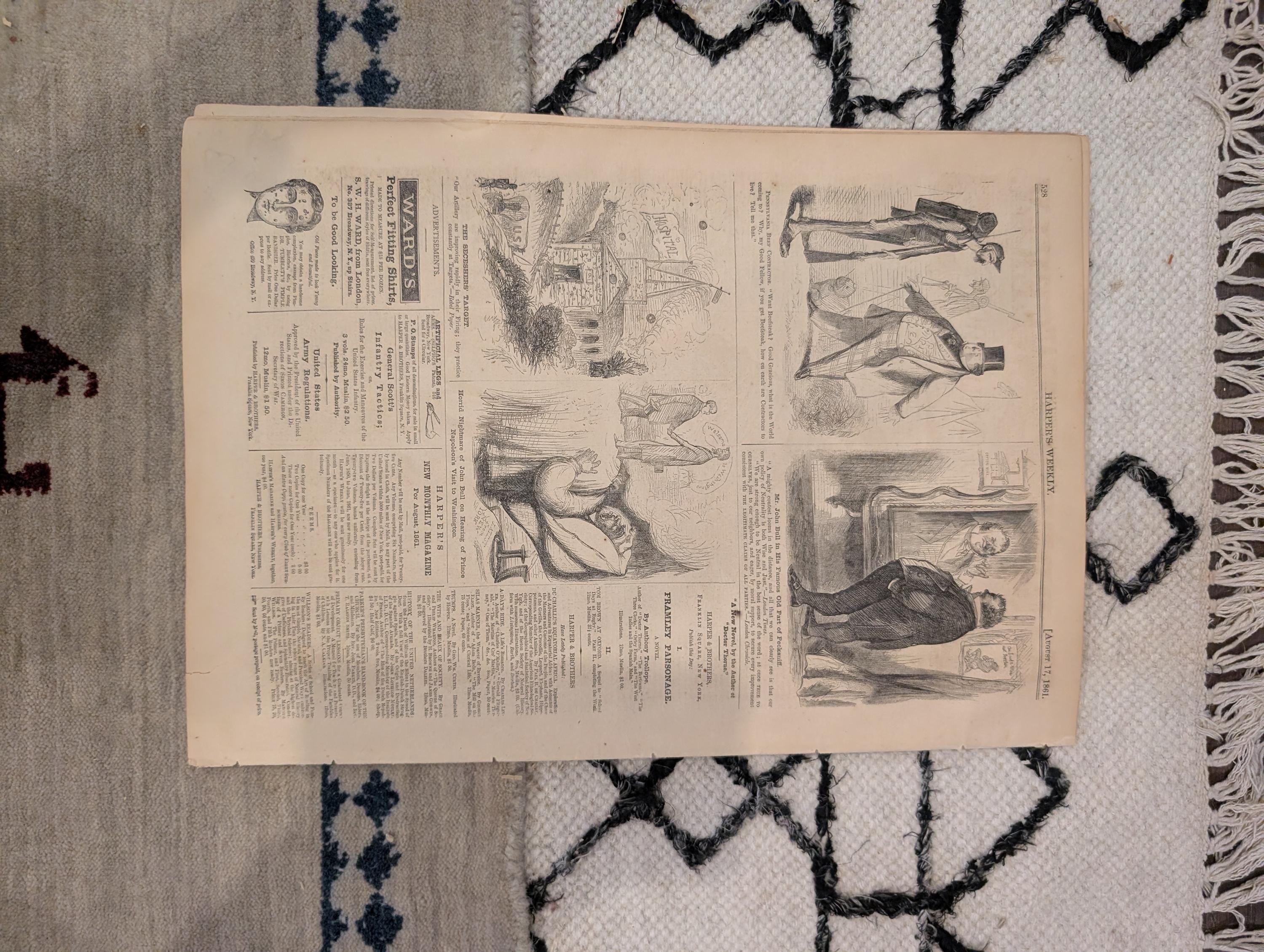 1861 Confederate Uniforms Harper's Weekly August 17 Stampede of Slaves Bull Run