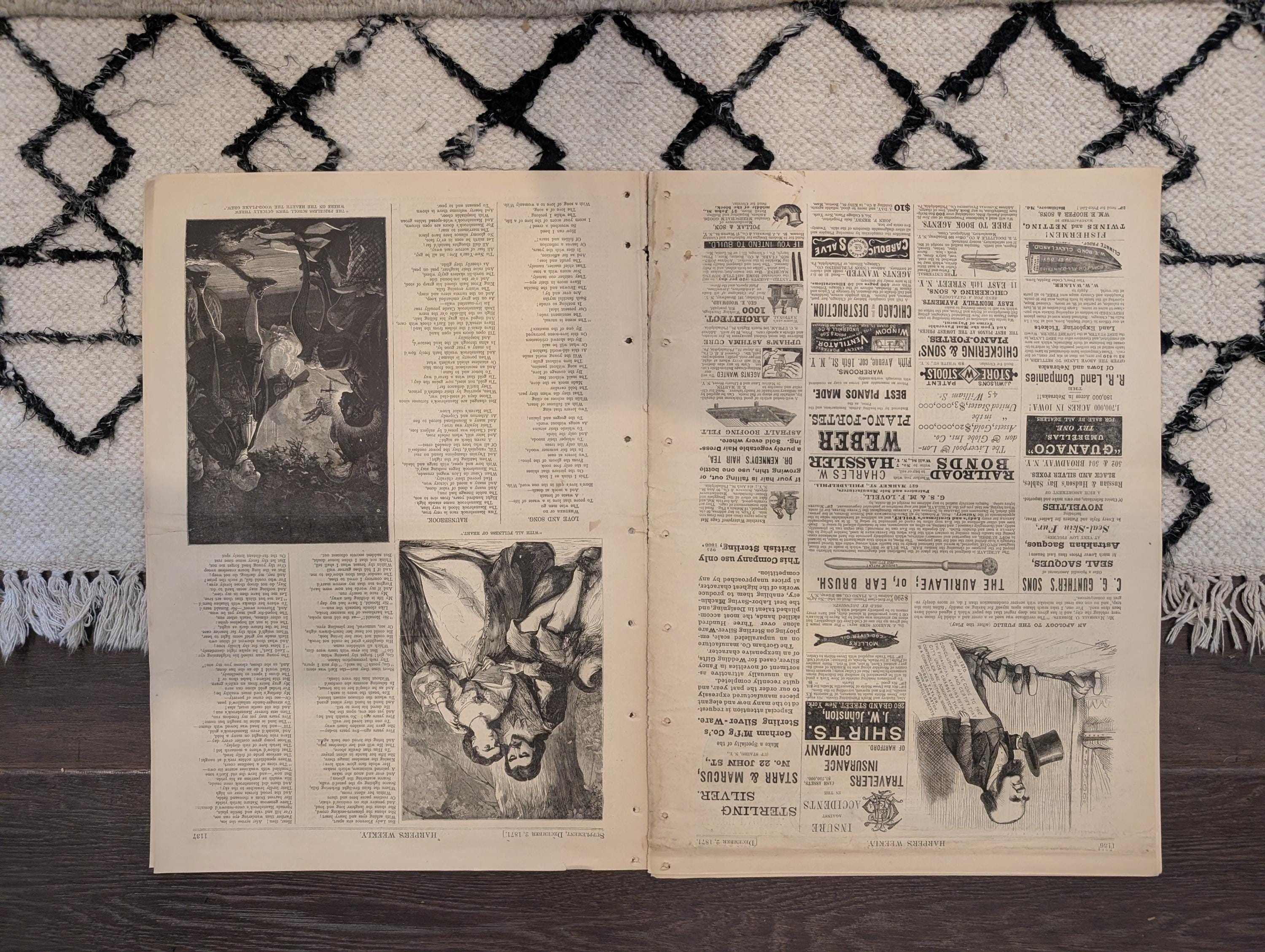 1871 Harper's Weekly — Thomas Nast Tammany Tiger, Arctic Whaling Disaster, Dec 2