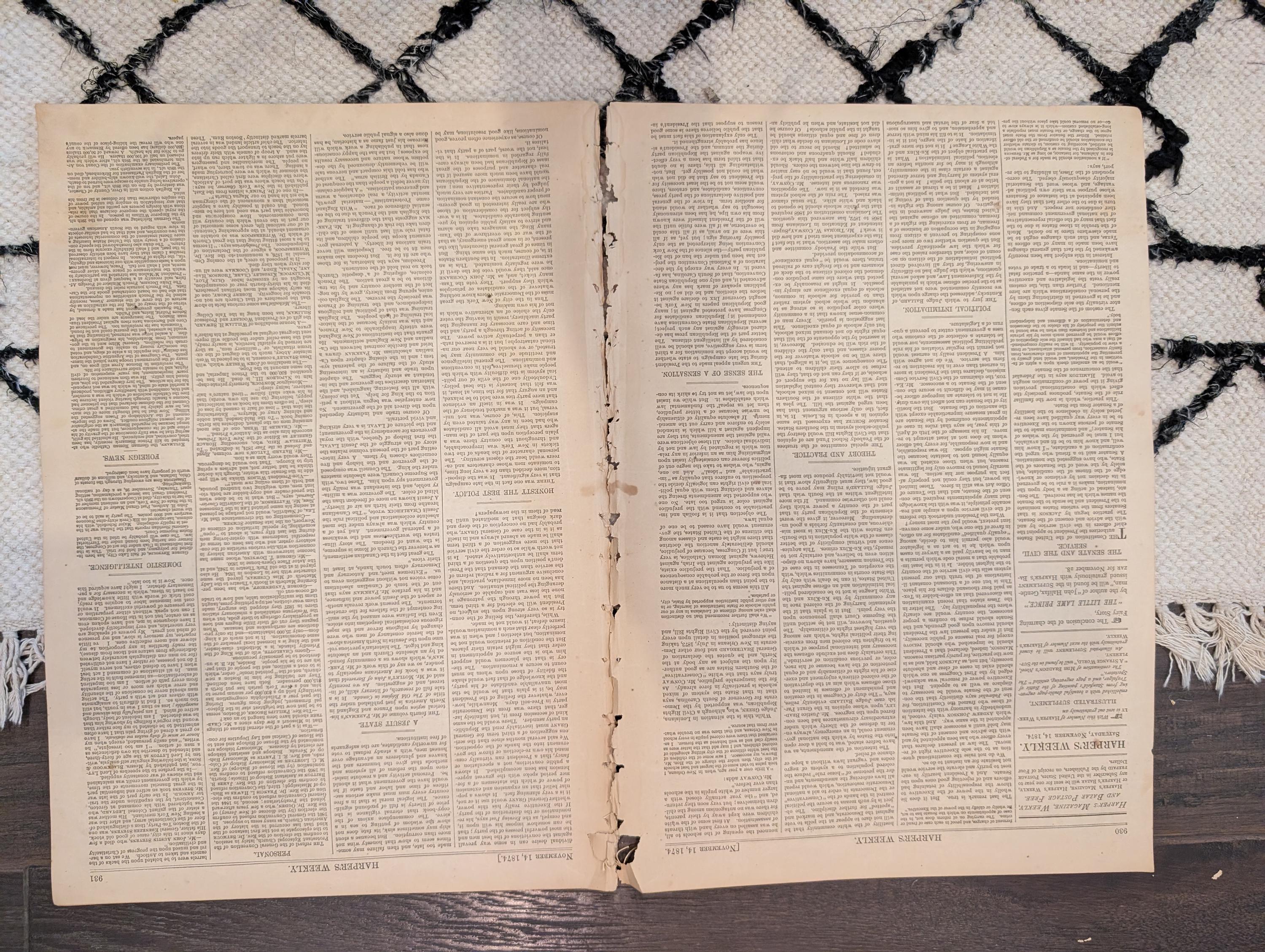 1874 Boss Tweed in Prison, Battle of Trafalgar, Nast Centerfold — Nov 14