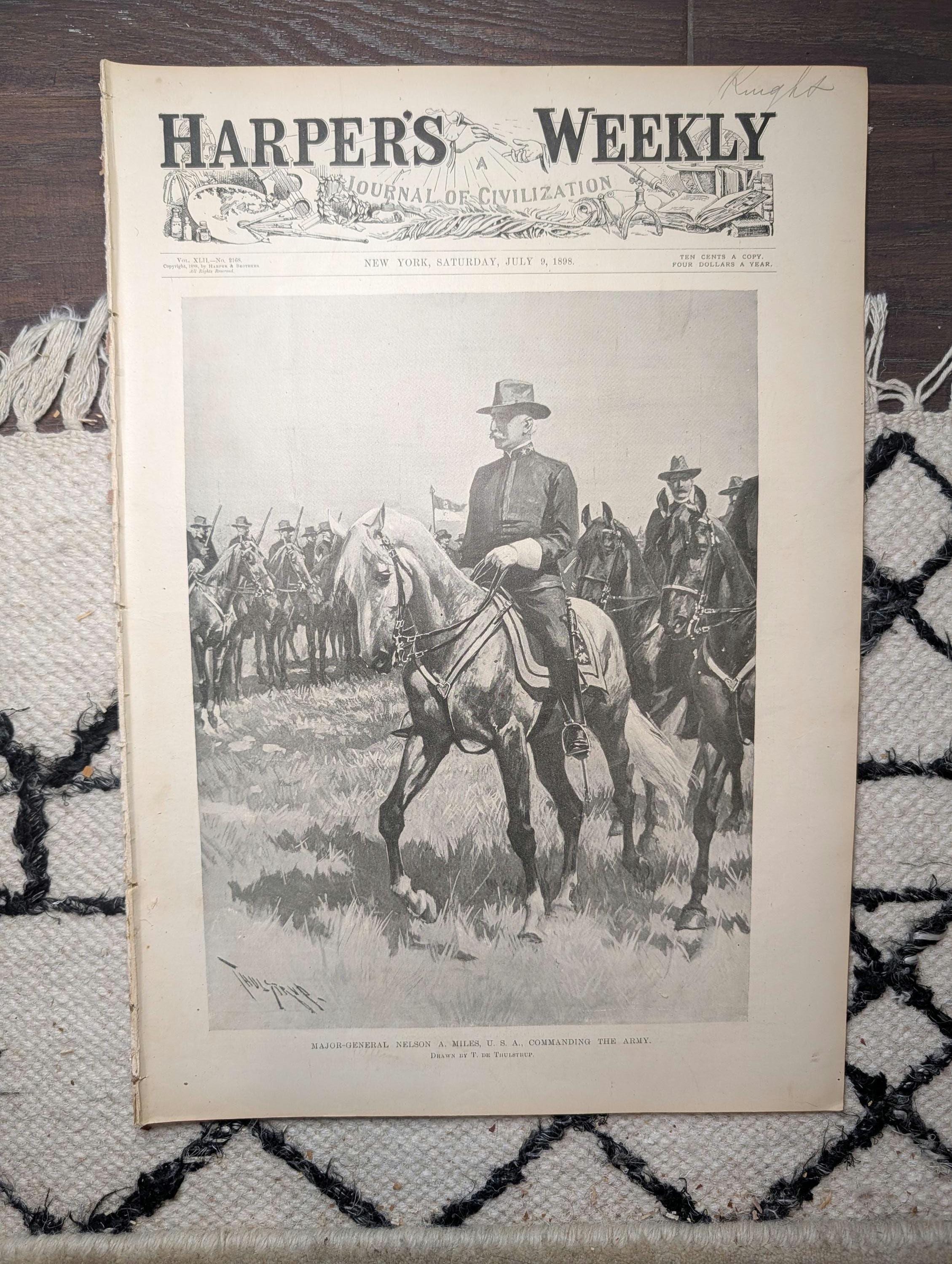 1898 9th Cavalry Buffalo Soldiers, Battle Las Guasimas Rough Riders, Miles Jul 9