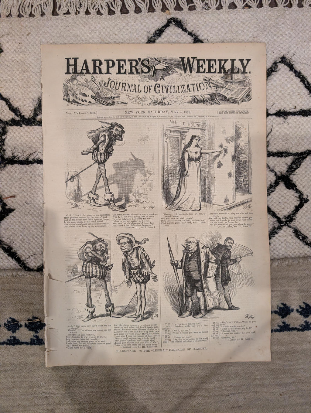 1872 Paris Pool Cafe Harper's Weekly May 04 Horace Greeley Thomas Nast