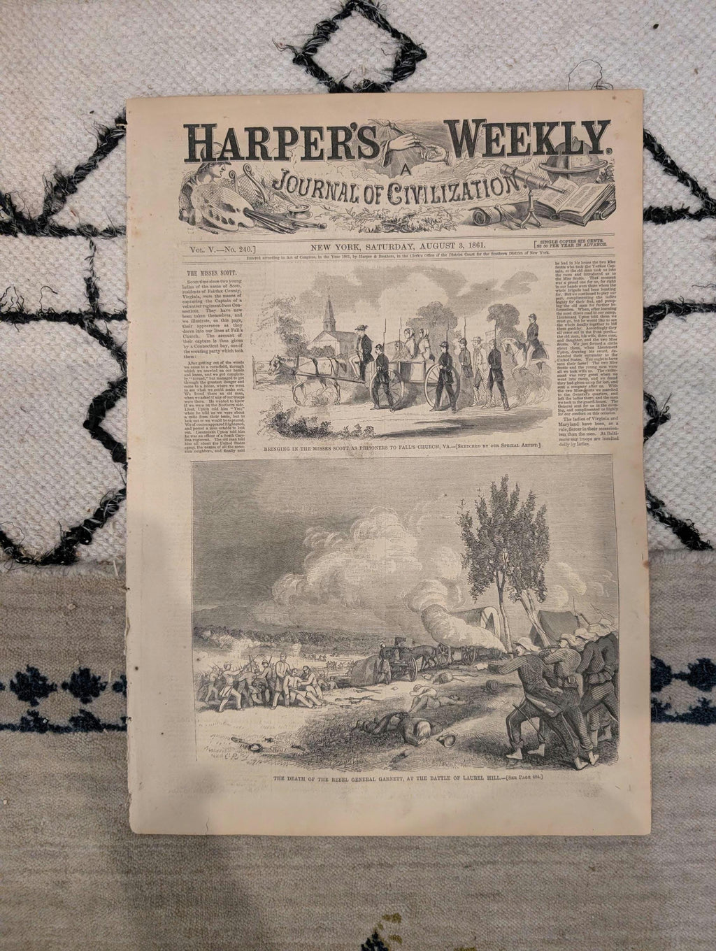 1861 Battle of Bull Run Harper's Weekly August 03 Mississippi Wildcats McClellan