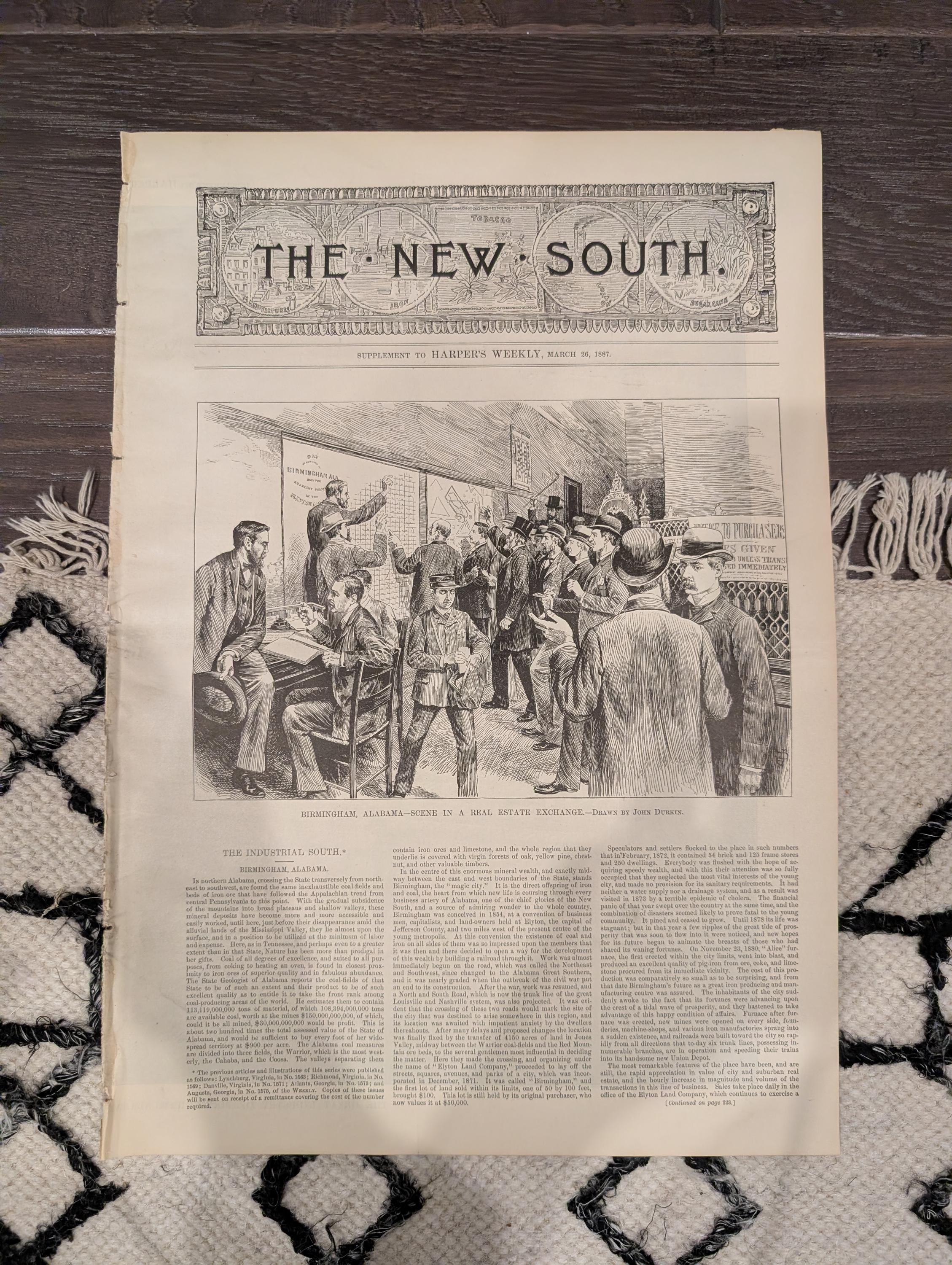Harper’s Weekly – March 26, 1887 – Prince William’s “Baptism of Fire”, Bussey Bridge Disaster, Riviera Earthquake + New South Supplement