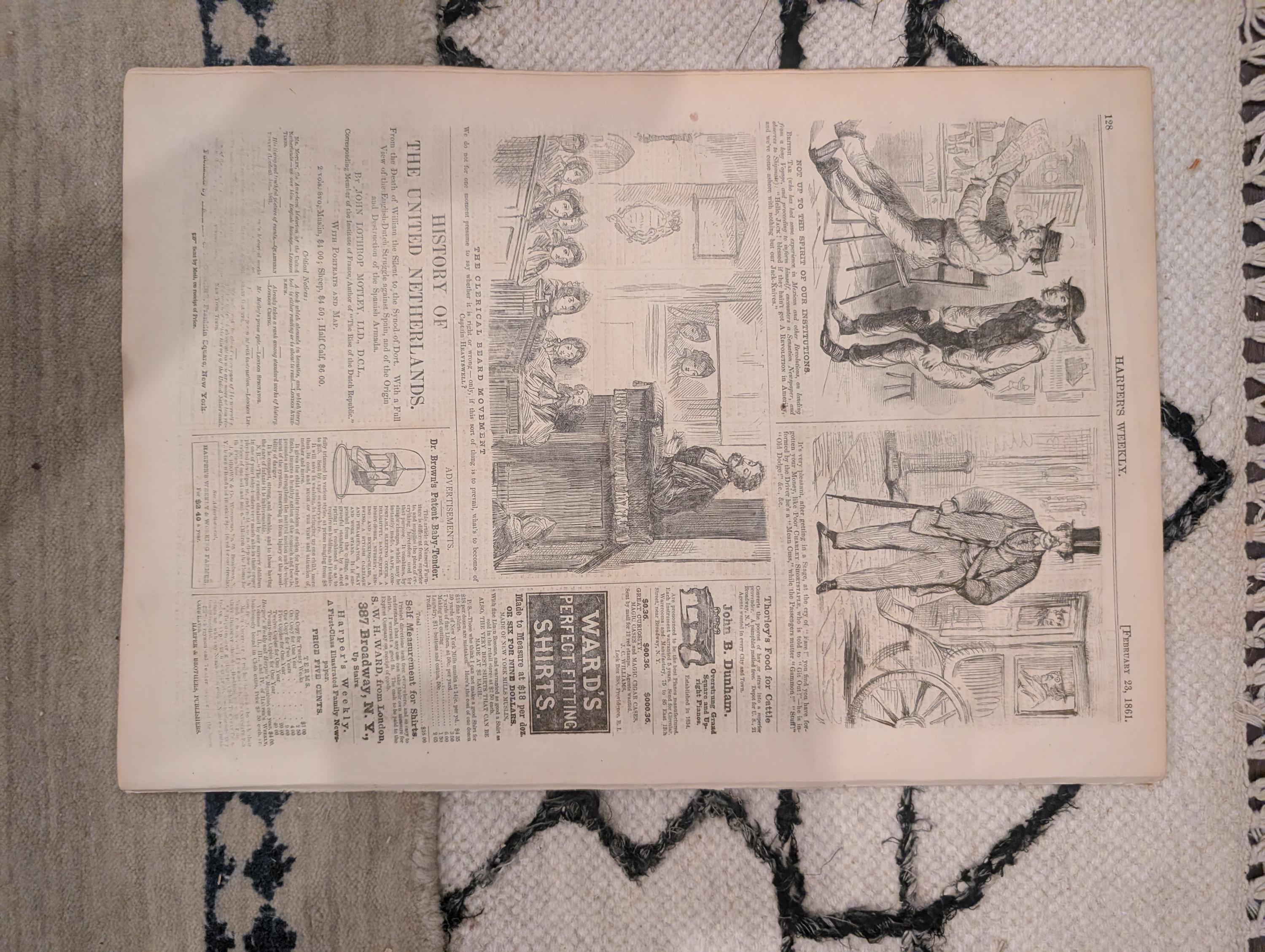 1861 Lincoln Speeches Map of North & South Harper's Weekly Feb 23 Davis Stephens