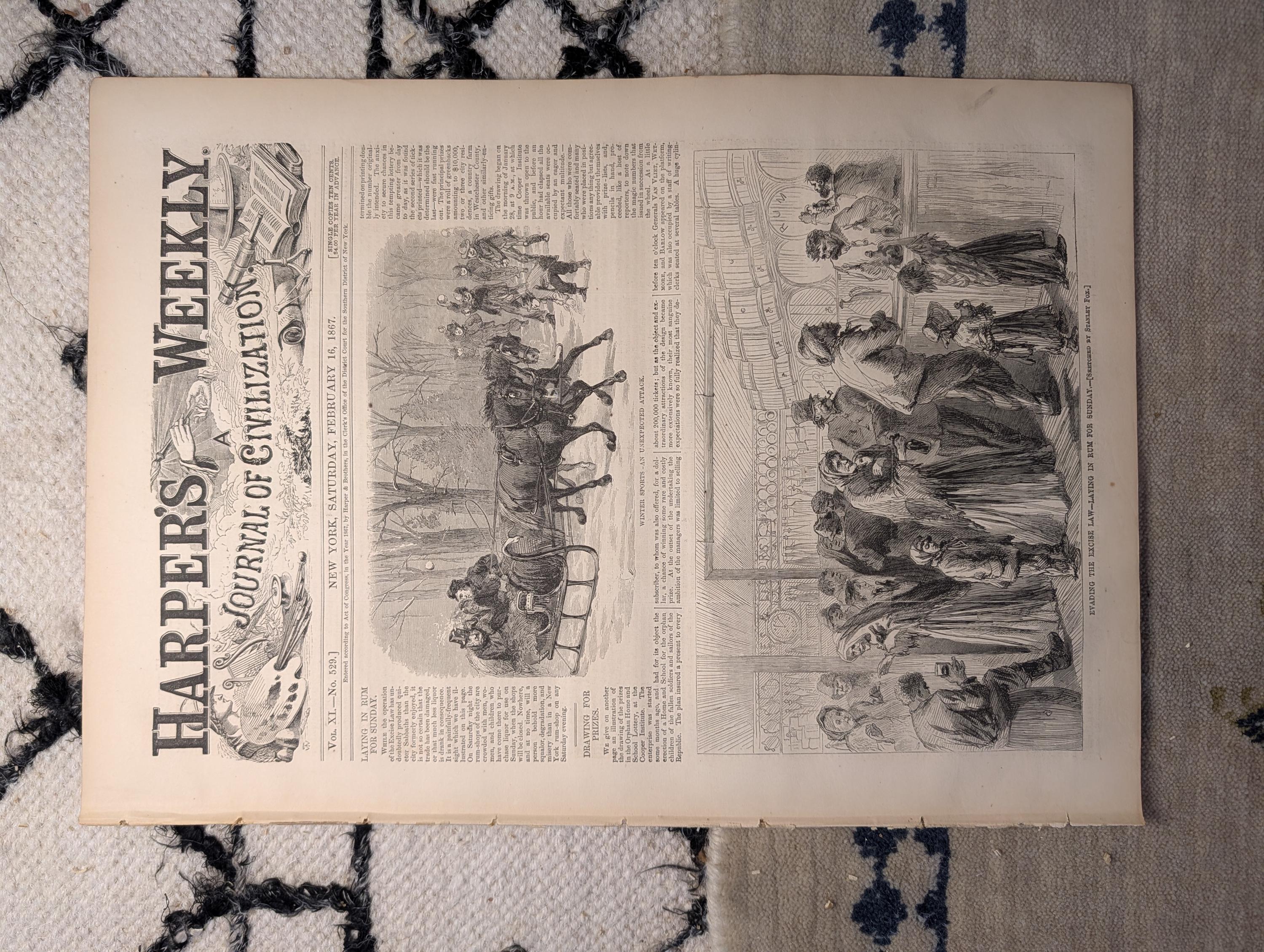 1867 St. Valentine's Day Scenes, Senator Case Murdered, Excise Law — Feb 16