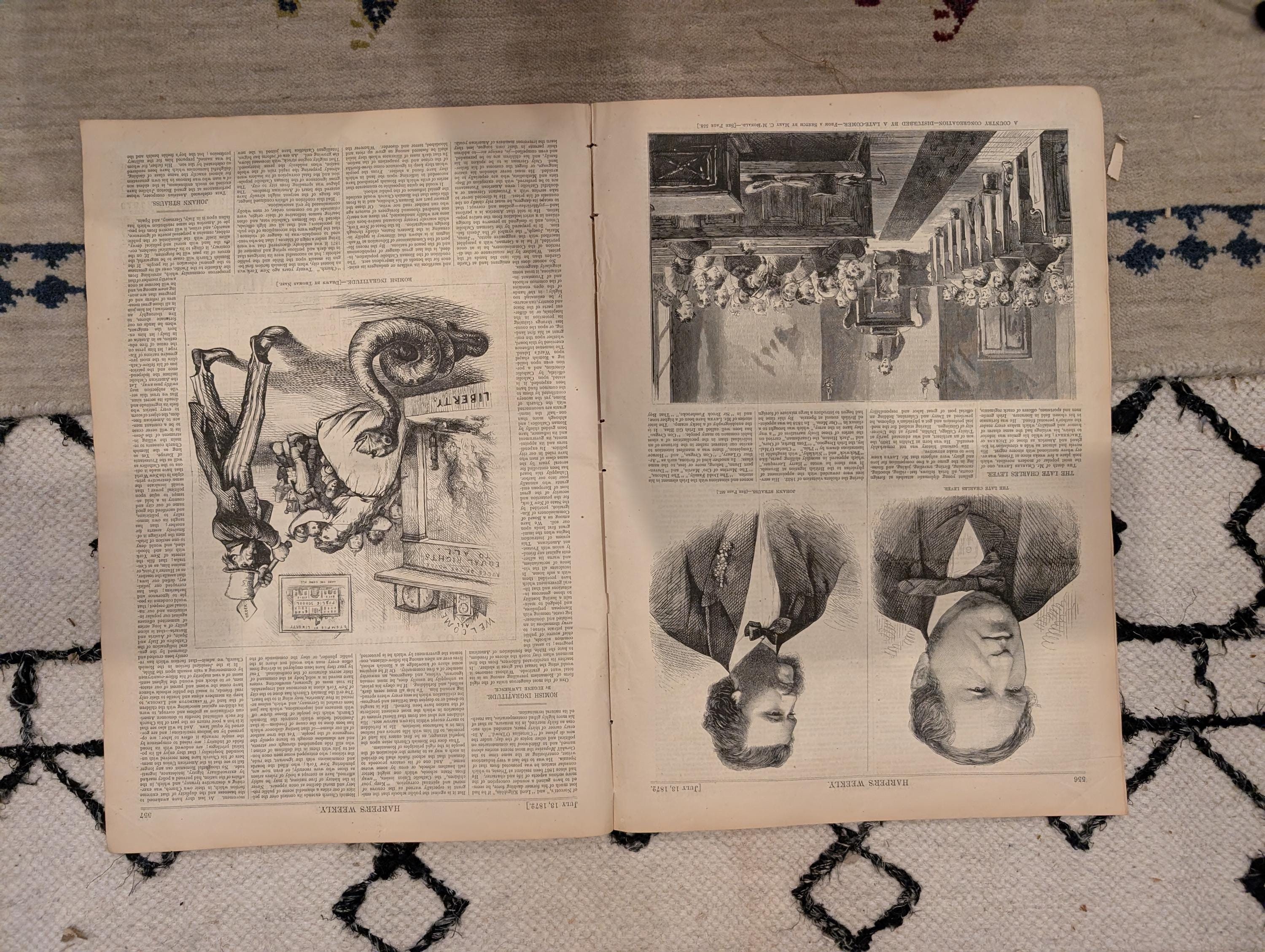 1872 Carpenters Hall Harper's Weekly July 13 Thomas Nast Johann Strauss