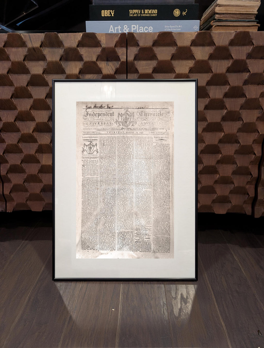 Archival Display Frame for Independent Chronicle (or Similar Prints) — 22x15 Matte Black Metal Frame w/ Acid-Free Mat & UV-Protected Acrylic