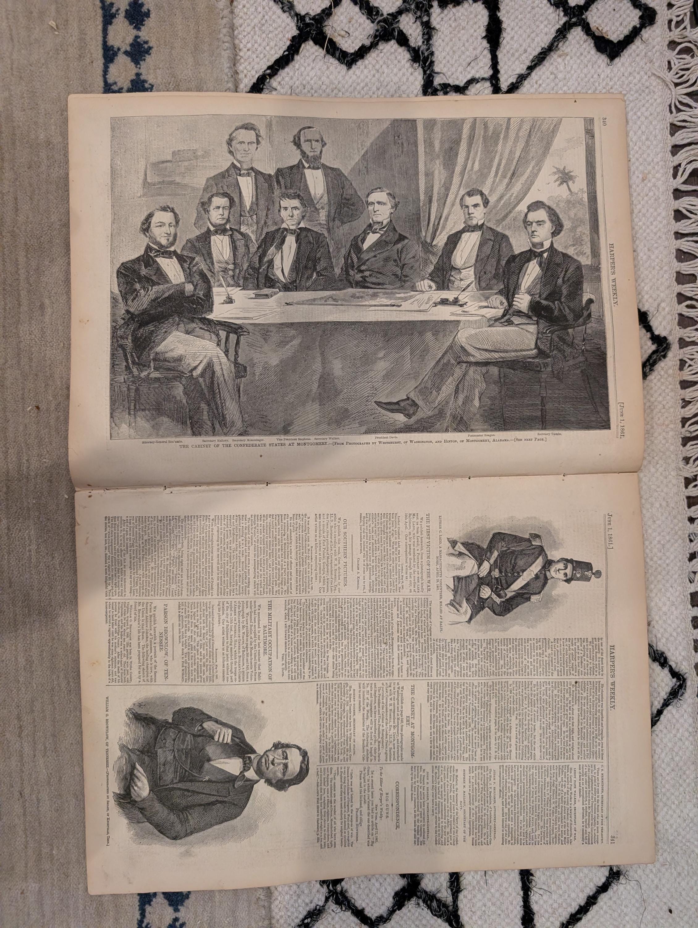 1861 Military Occupation Baltimore Harper's Weekly June 01 Jefferson Davis