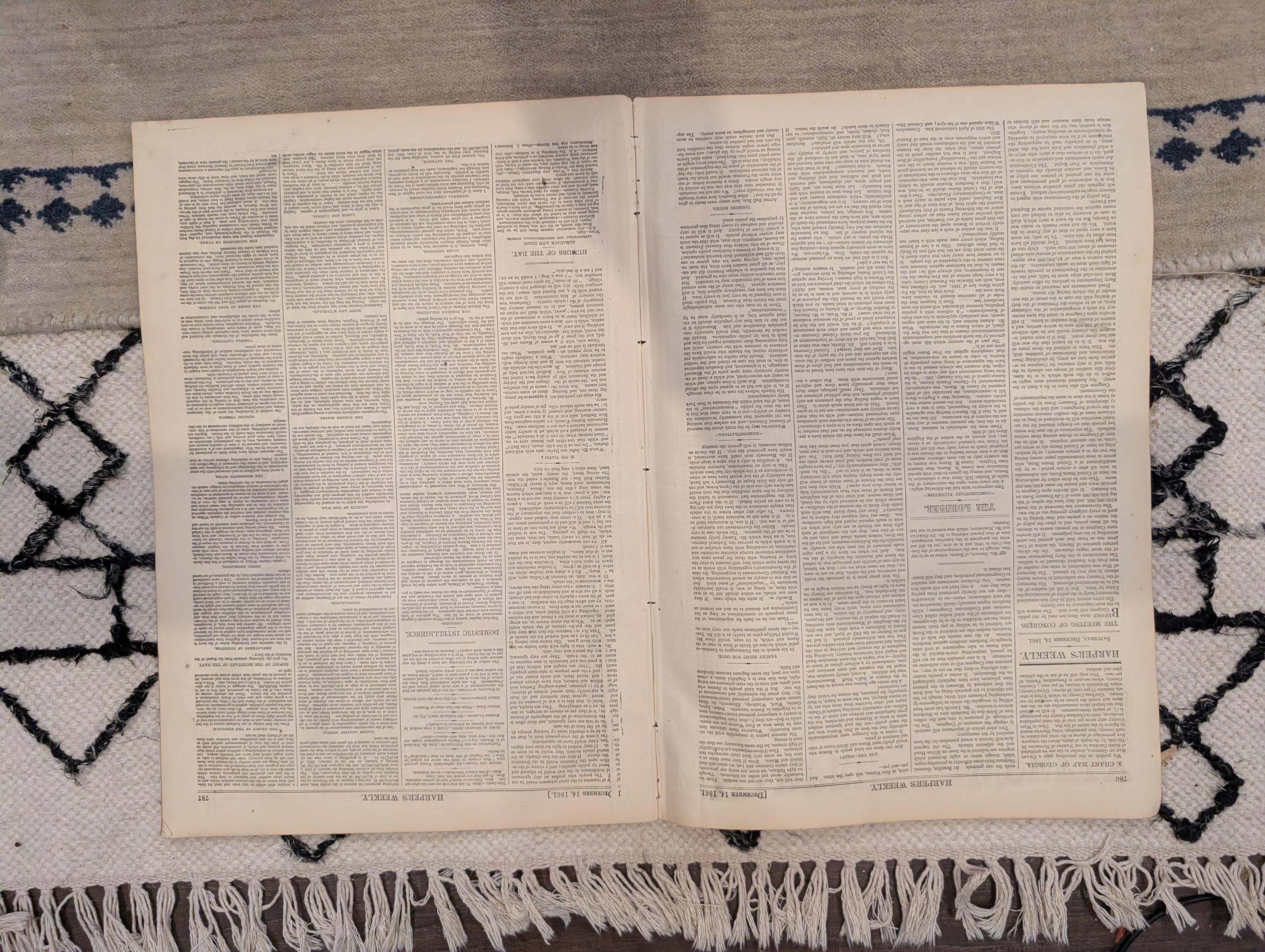 1861 Slave Map of Georgia Harper's Weekly Dec 14 Tybee Island Stone Fleet