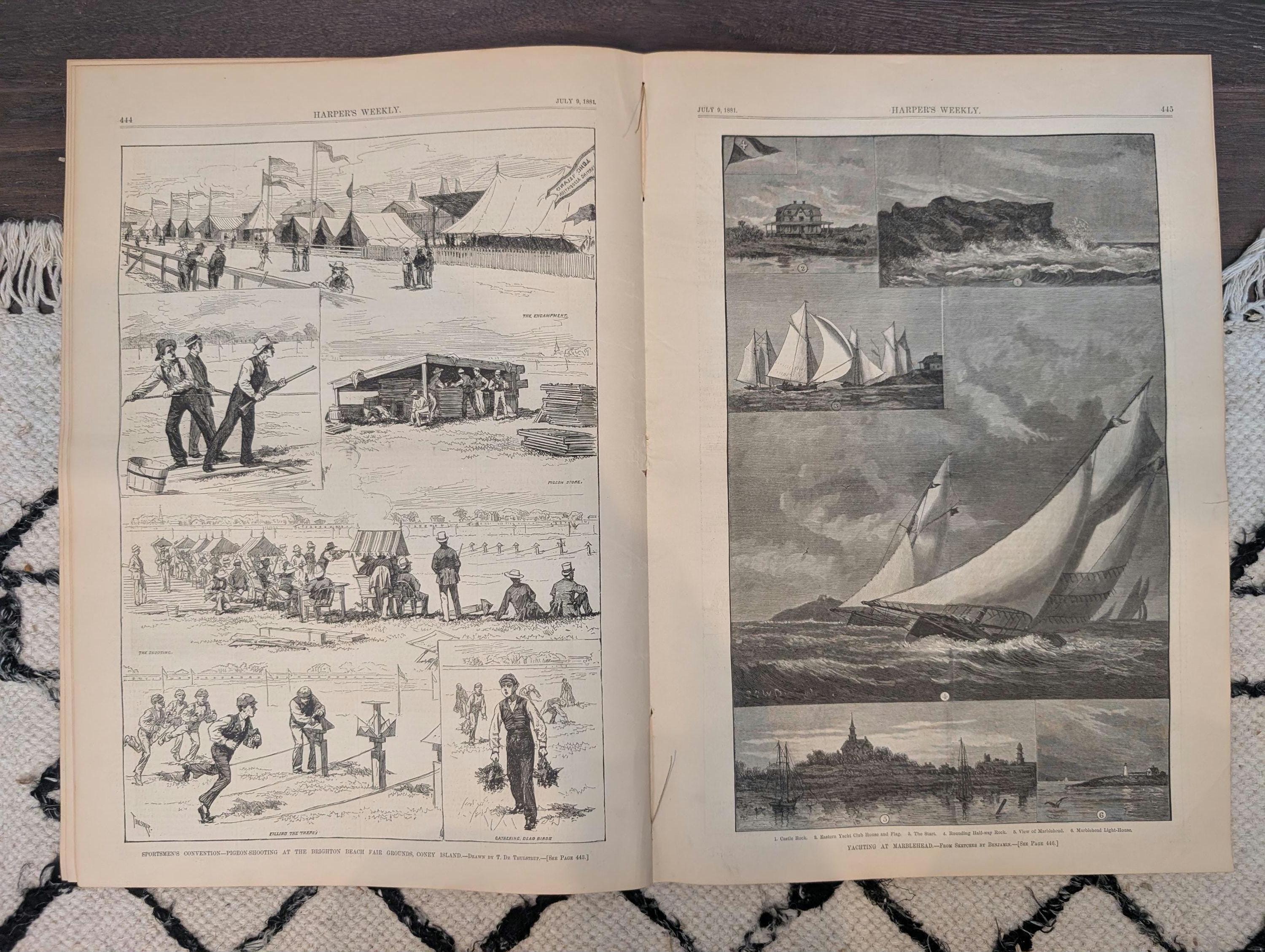 1881 Coney Island Pigeon Shooting, Yacht Racing, Nast "Pound Him" — Jul 9