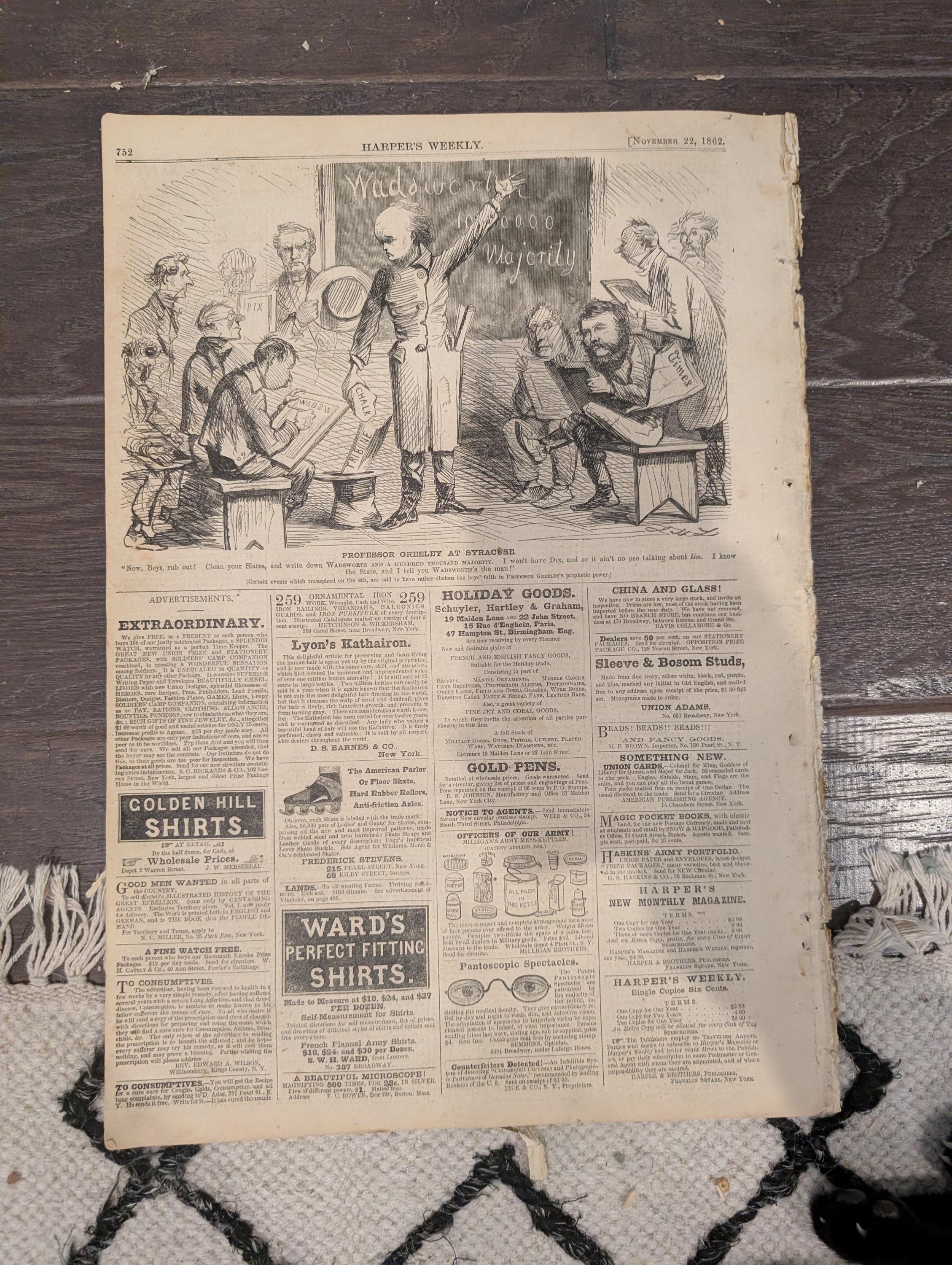 Harper’s Weekly – November 22, 1862 – “Army of the Ohio on the March” • McClellan to Burnside • Horatio Seymour