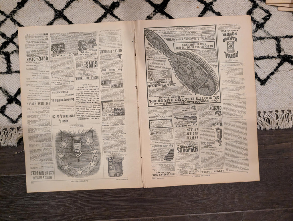 1881 AB Frost Football Centerfold, Lincoln Monument, NYC Street Blockade — Nov 5