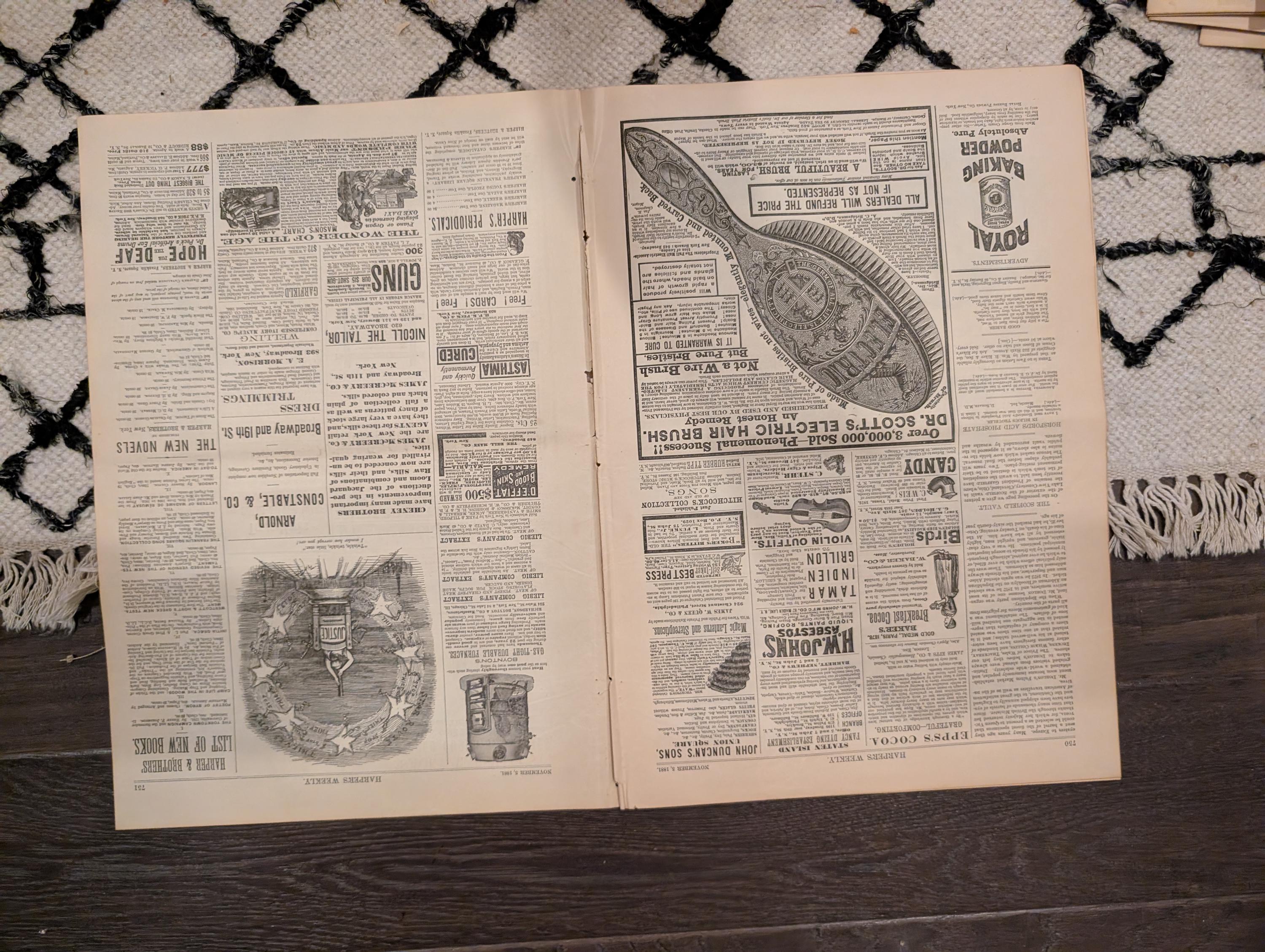 1881 AB Frost Football Centerfold, Lincoln Monument, NYC Street Blockade — Nov 5