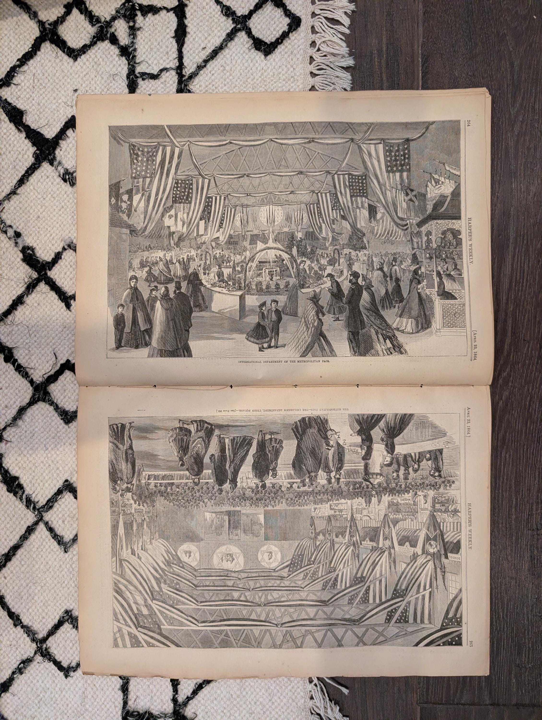 Harper's Weekly 1864 Metropolitan Fair April 23 Indian War Dance