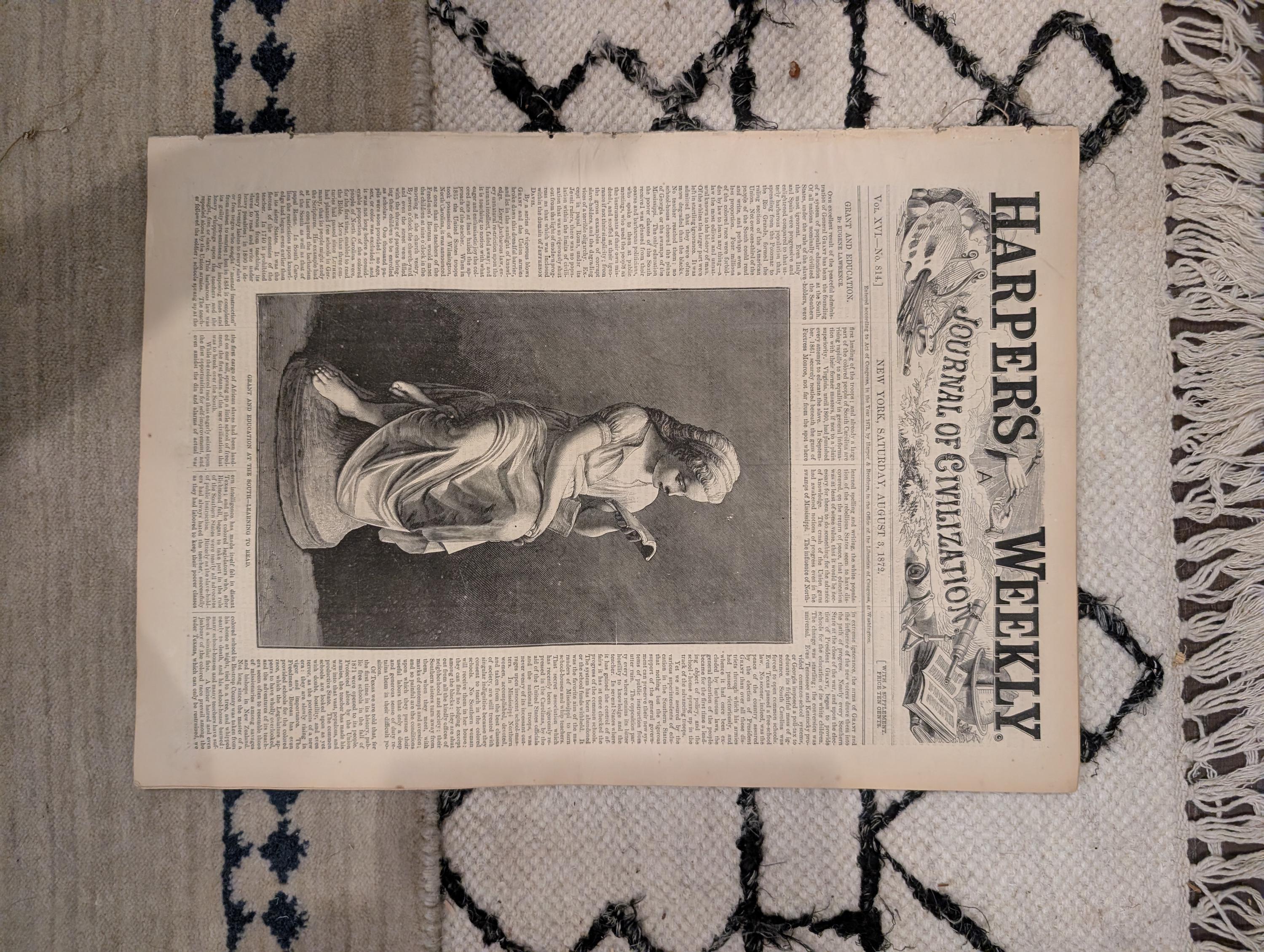 1872 Baltimore Nast Harper's Weekly Aug 03 Grant Education Picnics