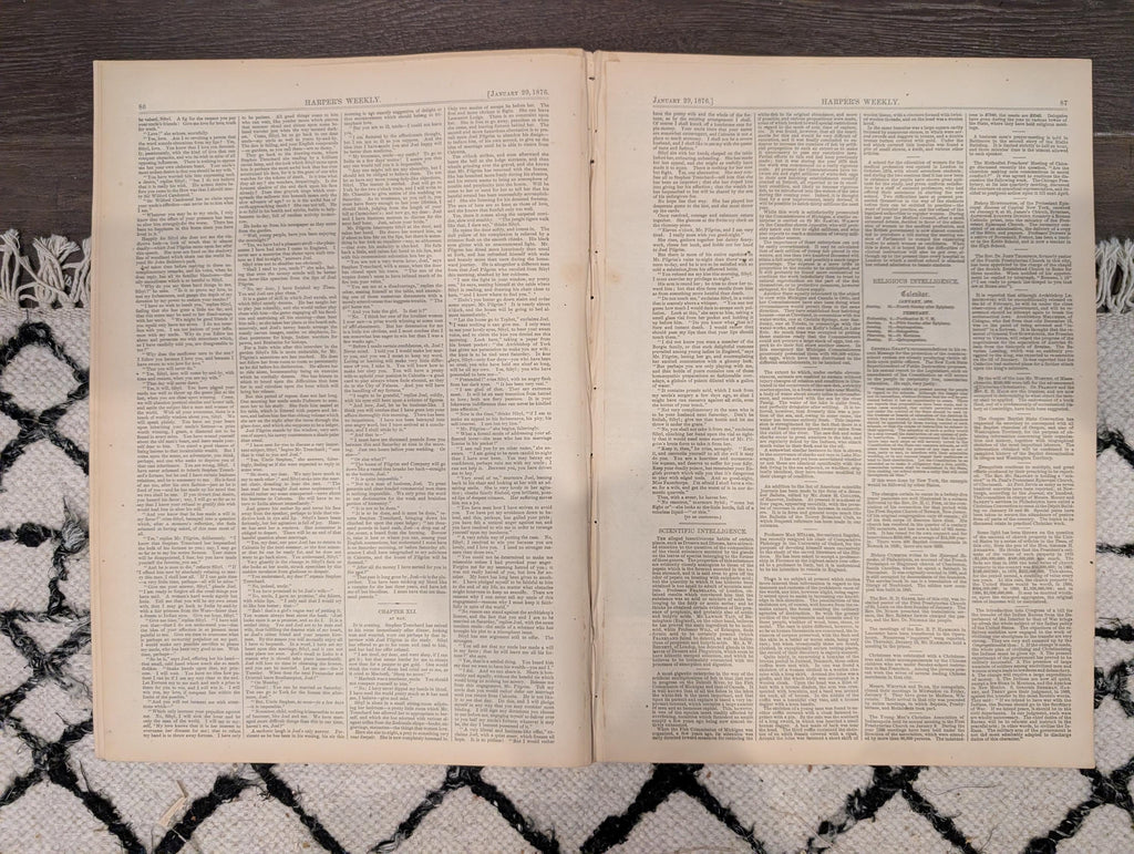Harper’s Weekly January 29, 1876 – Victorian Engravings, Deer Stalking, Iceland Scenes, Elephant Fight, Smugglers Chase