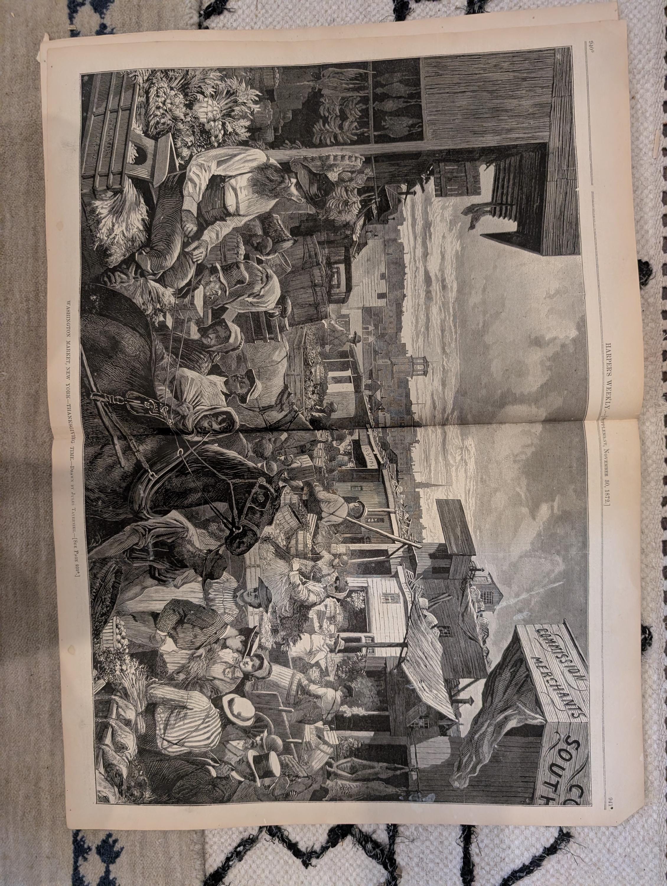 1872 Boston Fire Department Bird's Eye Harper's Weekly Nov 30 Church