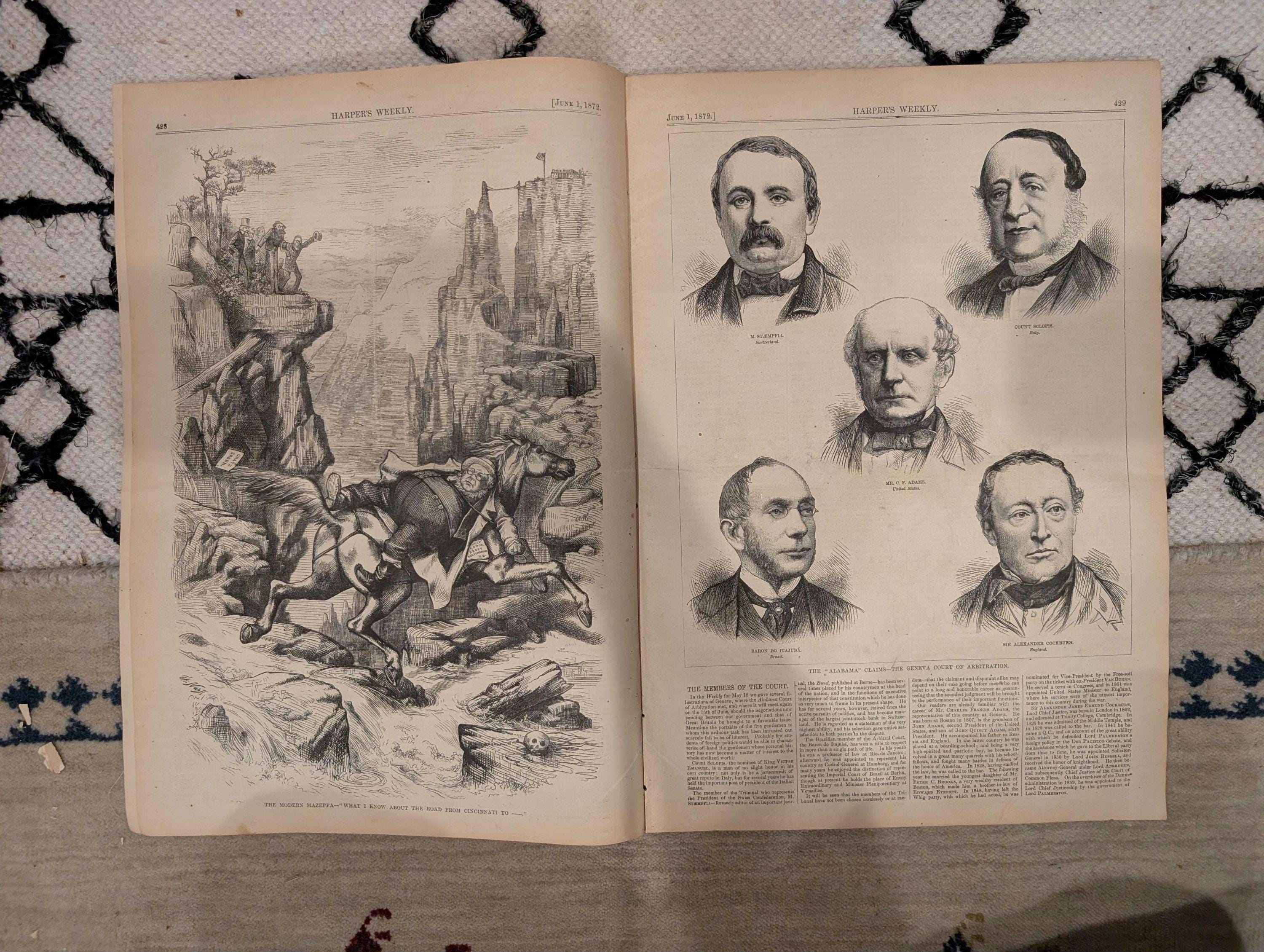 1872 Playing Bocci Rome Harper's Weekly June 01 Thomas Nast Horace Greeley