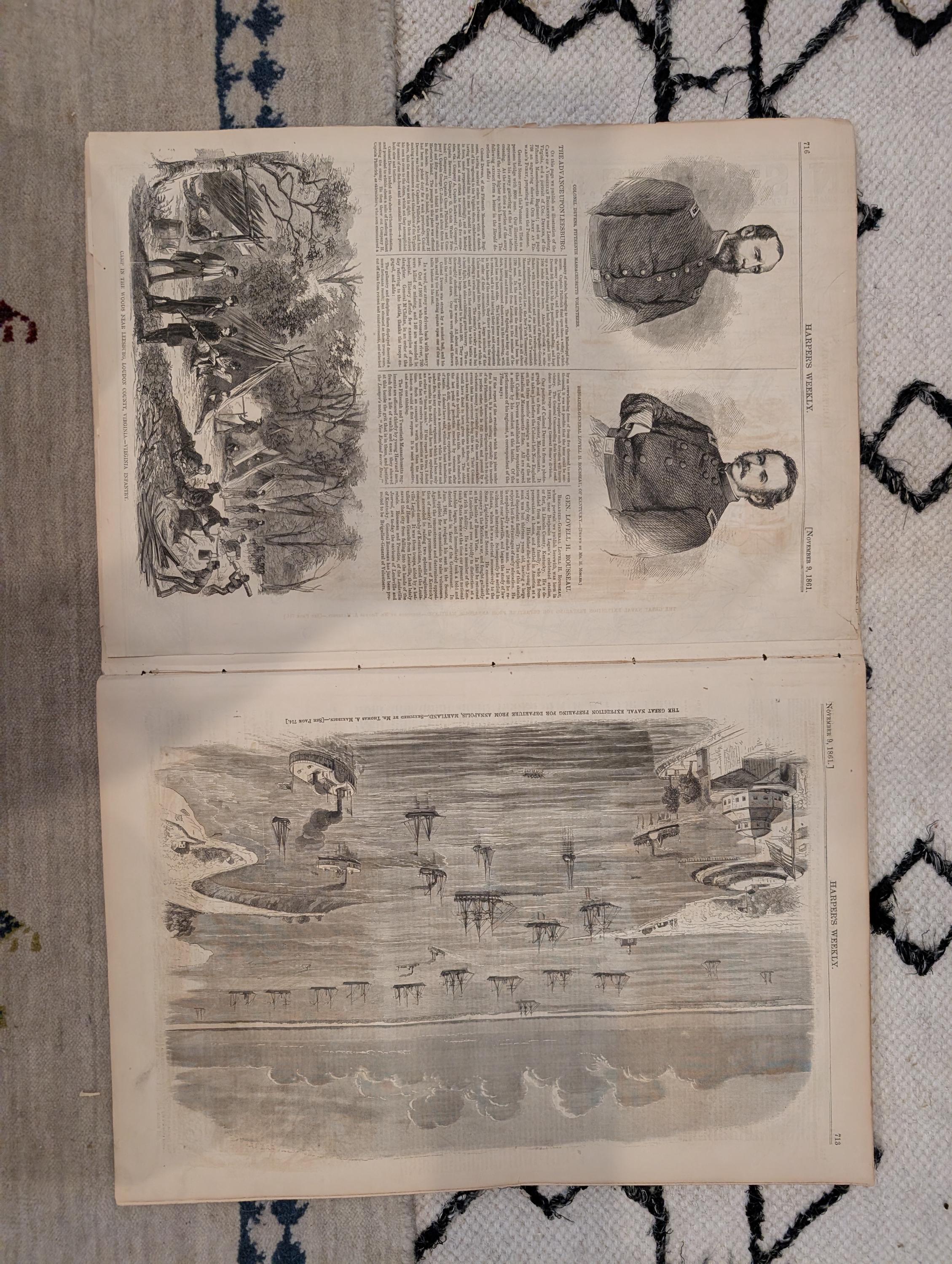 1861 Southern States Map Harper's Weekly Nov 09 Great Naval Expedition Dupont