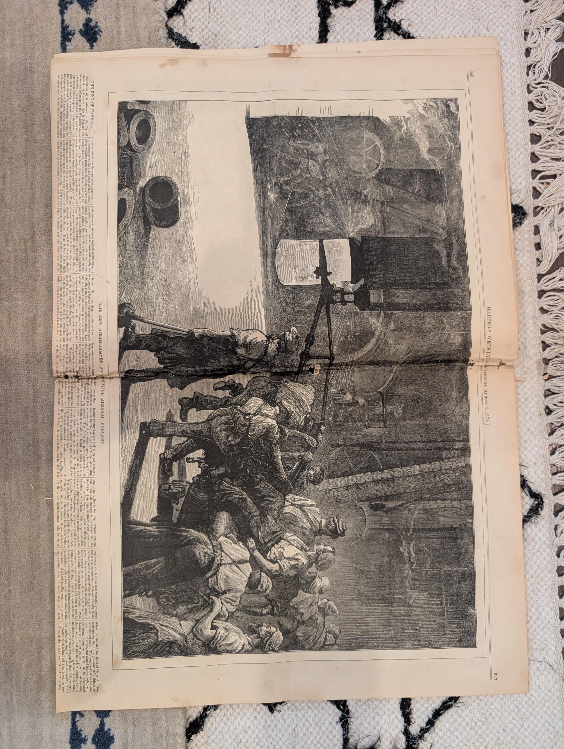 1874 Chicago Burnt District Panorama, College Regatta, Nast — Aug 1