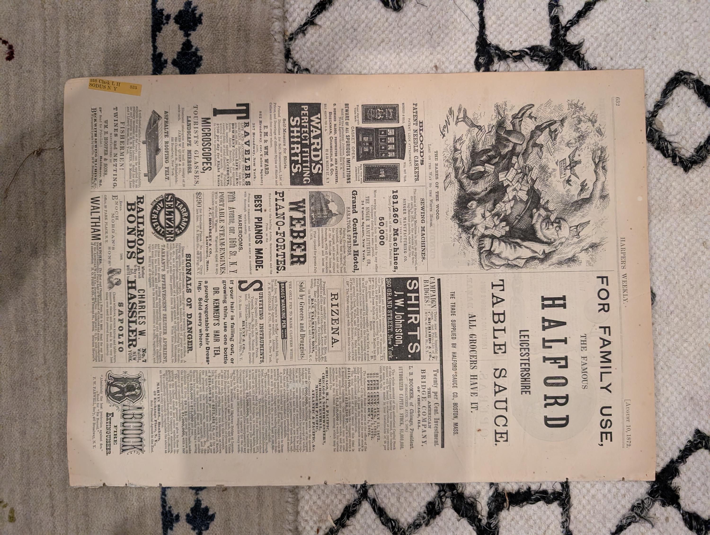 1872 Negro Camp Meeting South Harper's Weekly Aug 10 Thomas Nast