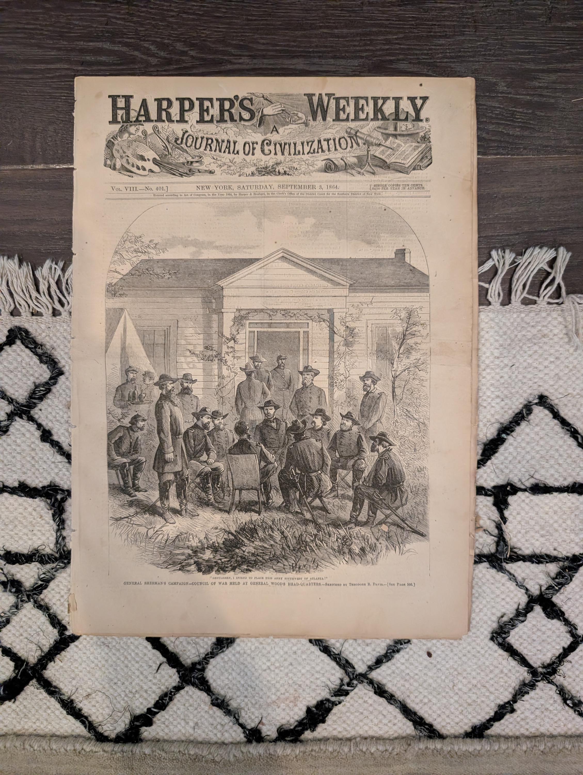 1864 Thomas Nast Compromise With The South Harper's Weekly September 03 Farragut Mobile Bay