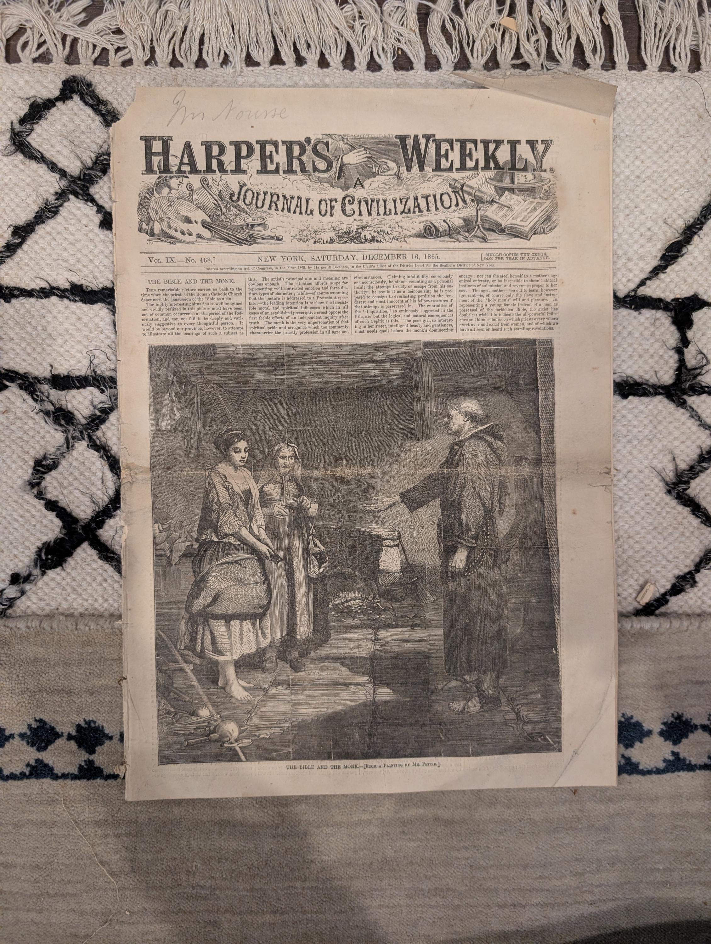 1865 Harper's Weekly — Central Park Grand Drive, Brownsville Texas, Dec 16