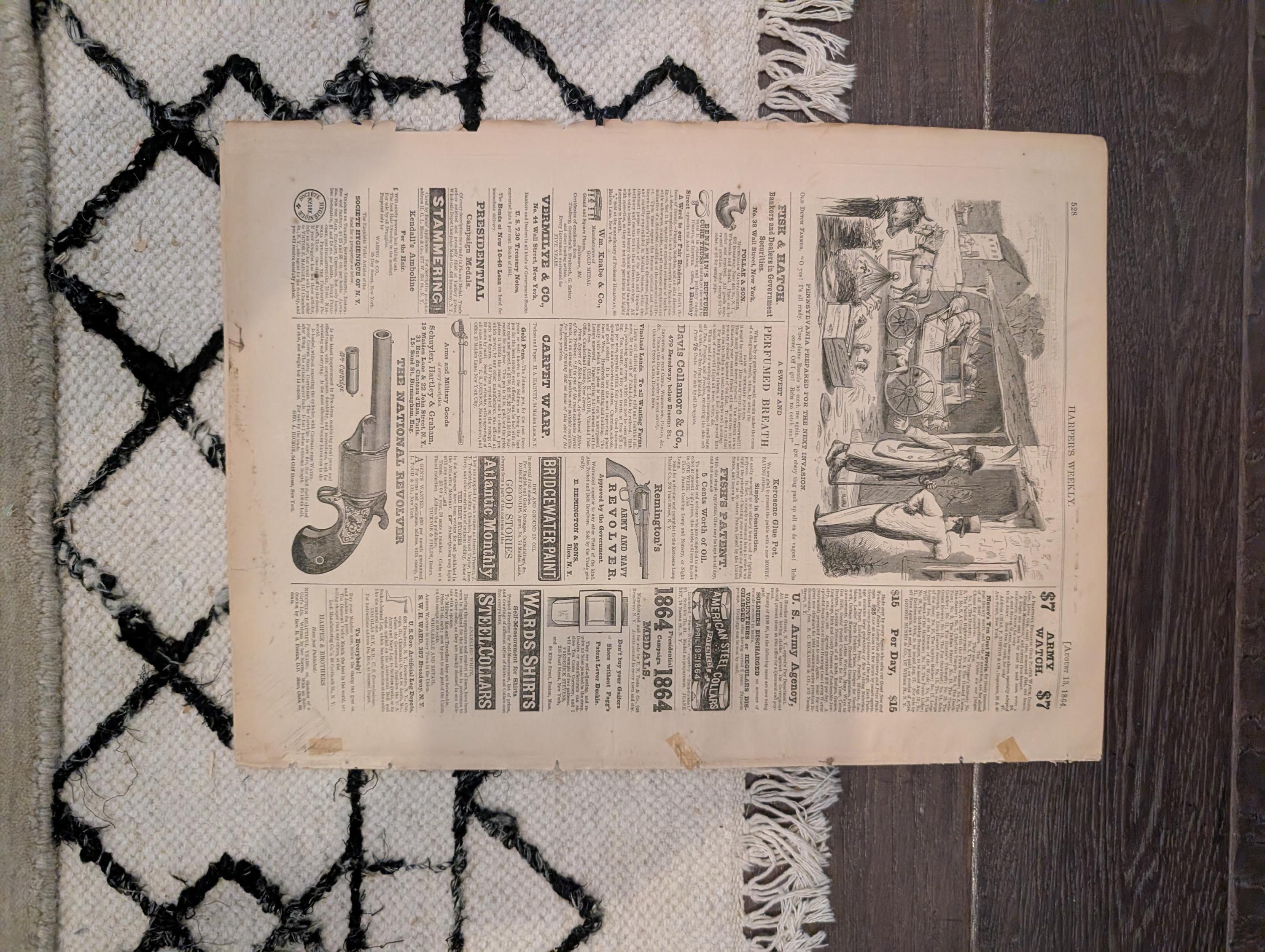 1864 General McPherson Harper's Weekly August 13 Crossing the Chattahoochee