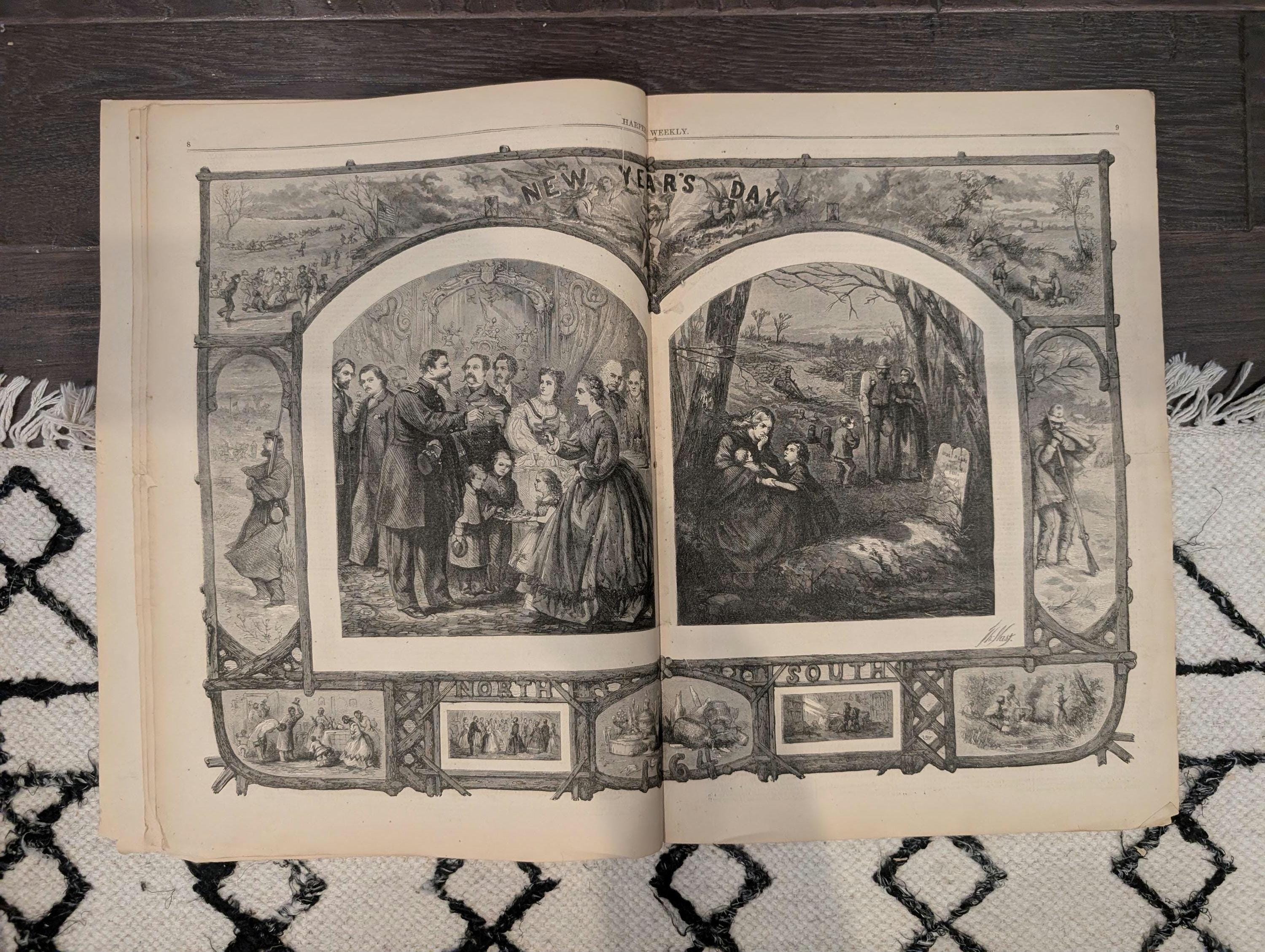 Harper's Weekly 1864 Thomas Nast New Year Jan 02 Monitor Weehawken
