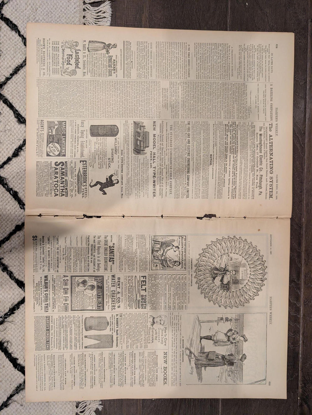 1887 Early Baseball, Harpers Weekly September 10  Iconic Thrown Out On Second Baseball Centerfold, Fortress Monroe Cover, Castine Maine