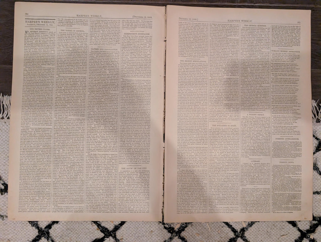 Harper’s Weekly – December 12, 1868 – Whipping Post • Alaska Interior • Newsboys in Richmond • Philadelphia Tragedy • Madrid Execution Scaff