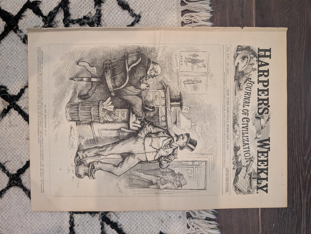 1881 Nast "Oh the Degradation," New US Senate Portraits, Watercolor Exhibition — Feb 5