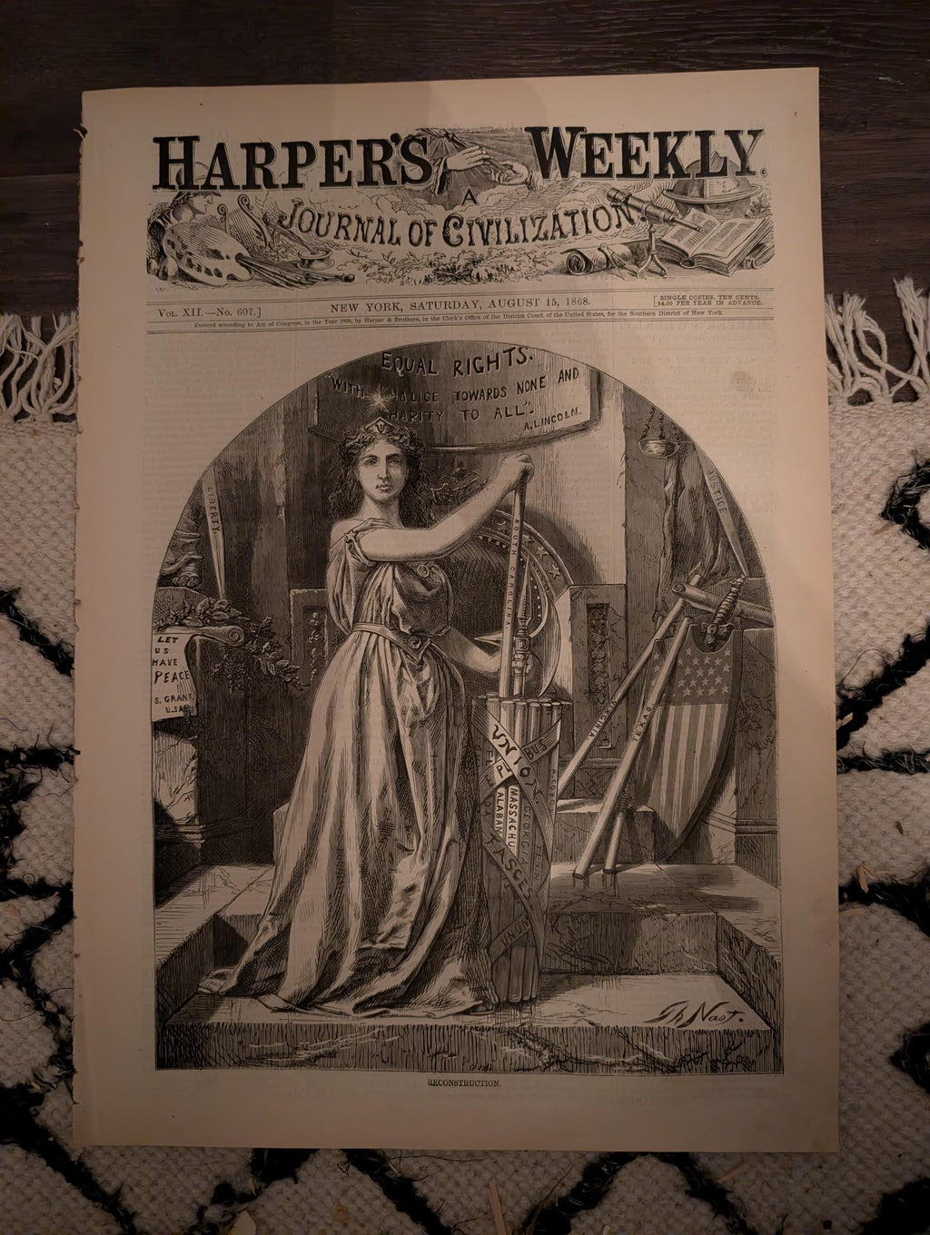 Harper’s Weekly August 15 1868 Thomas Nast Reconstruction Castle Garden Maryland Flood Zouaves Virginia Hunting